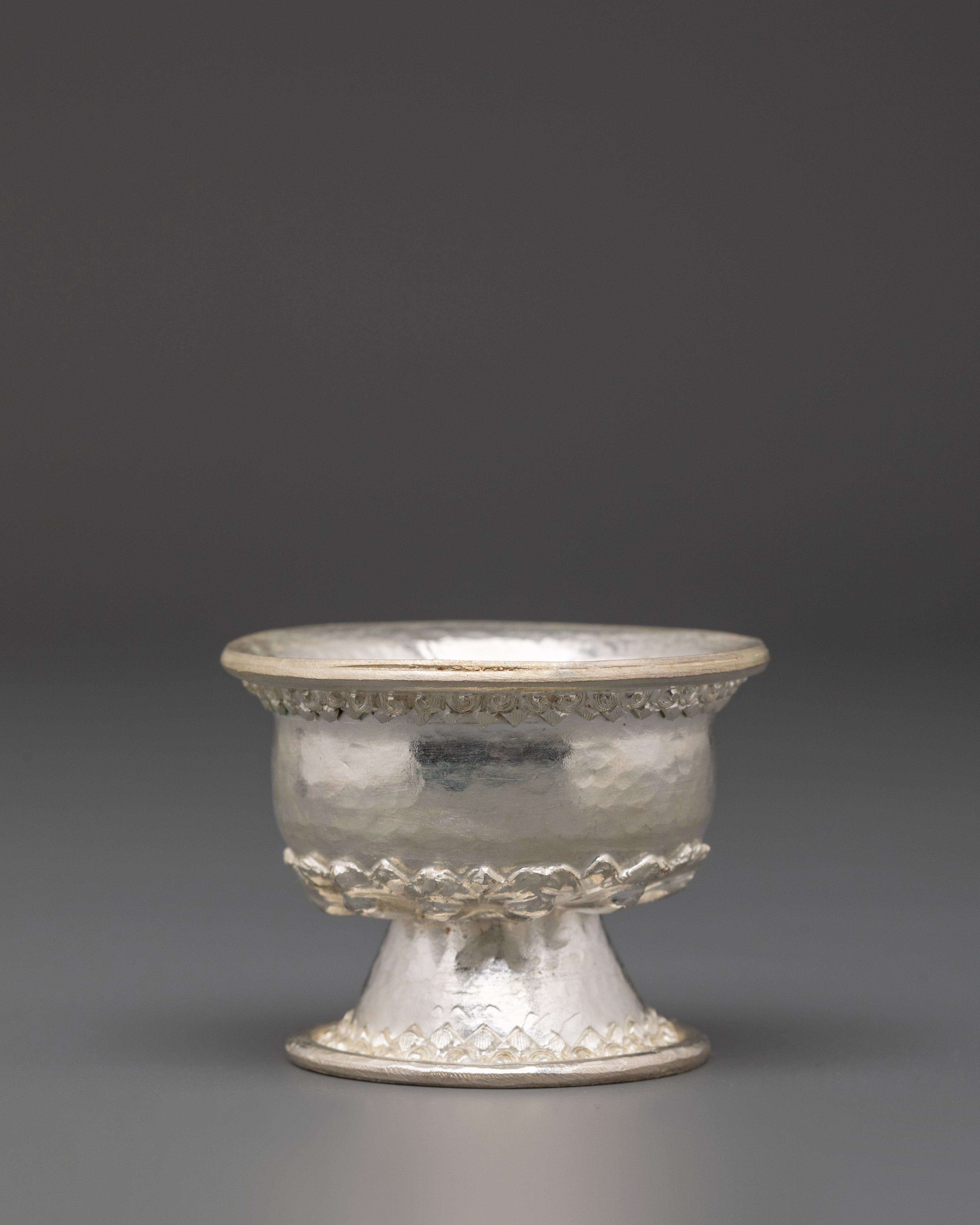 Handcrafted Silver Plated Offering Bowl Set | Traditional Buddhist Ritual Bowls