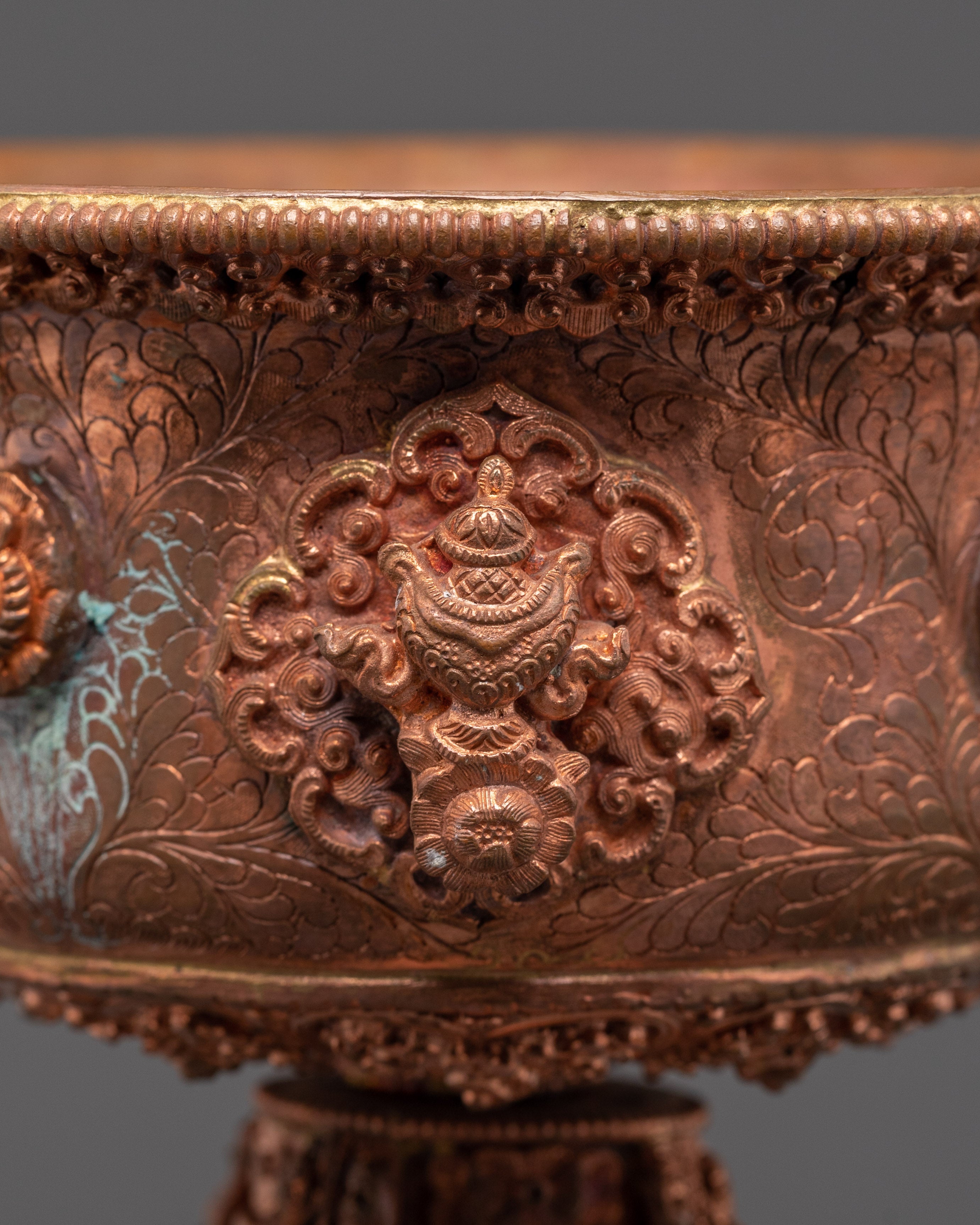 Copper Carved Butter Lamp | Buddhist Shrine and Meditation