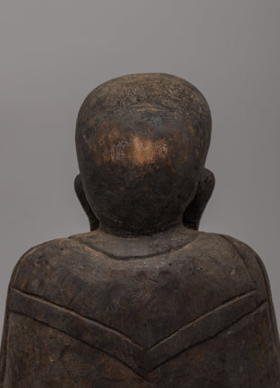 Hand-Carved Wooden Laughing Buddha | Wood Buddha Figurine