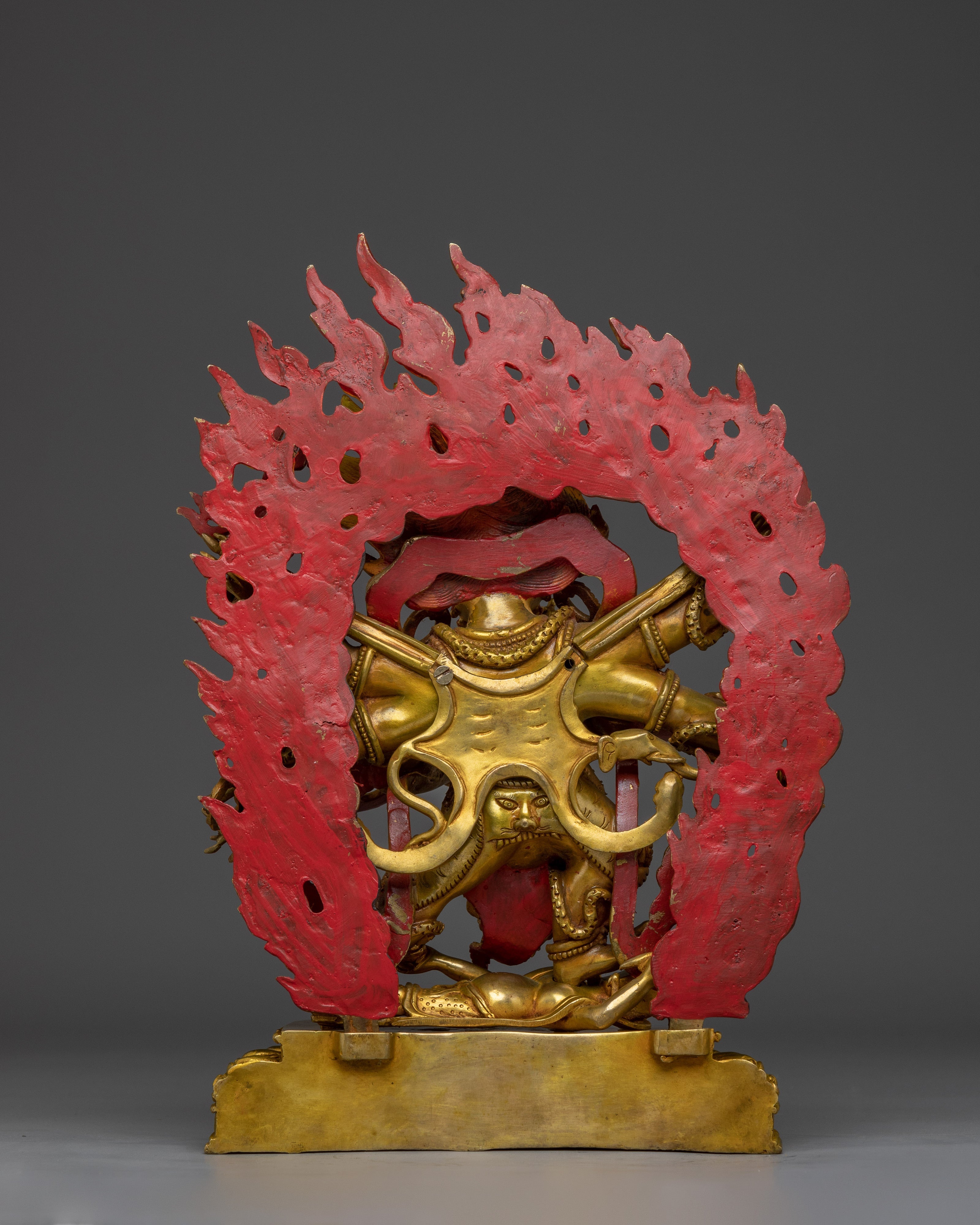 Six-Armed Mahakala Statue in 24K Gold Gilding | Transformation, and Spiritual Enlightenment