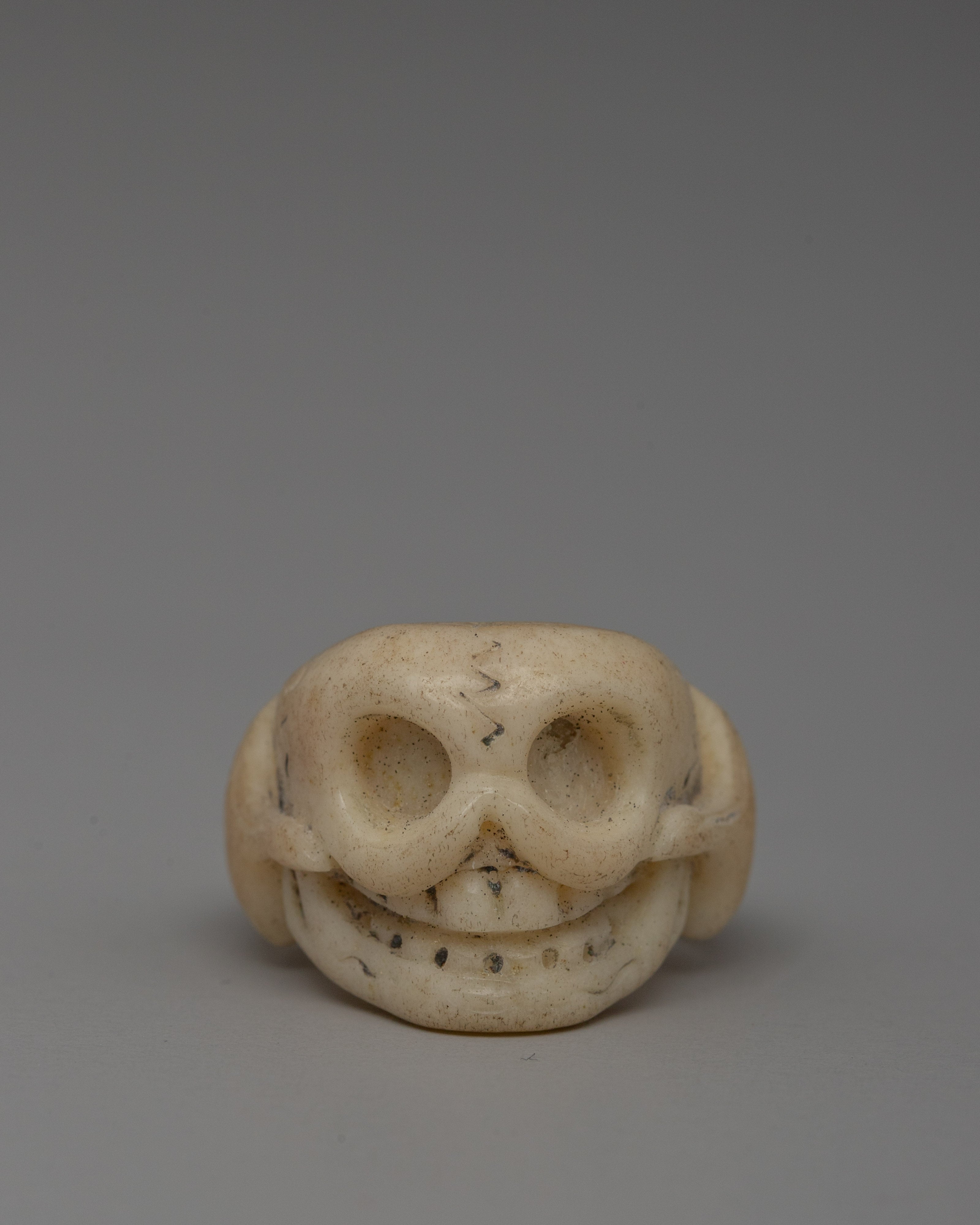 Hand-Carved Skull Buffalo Bone Ring
