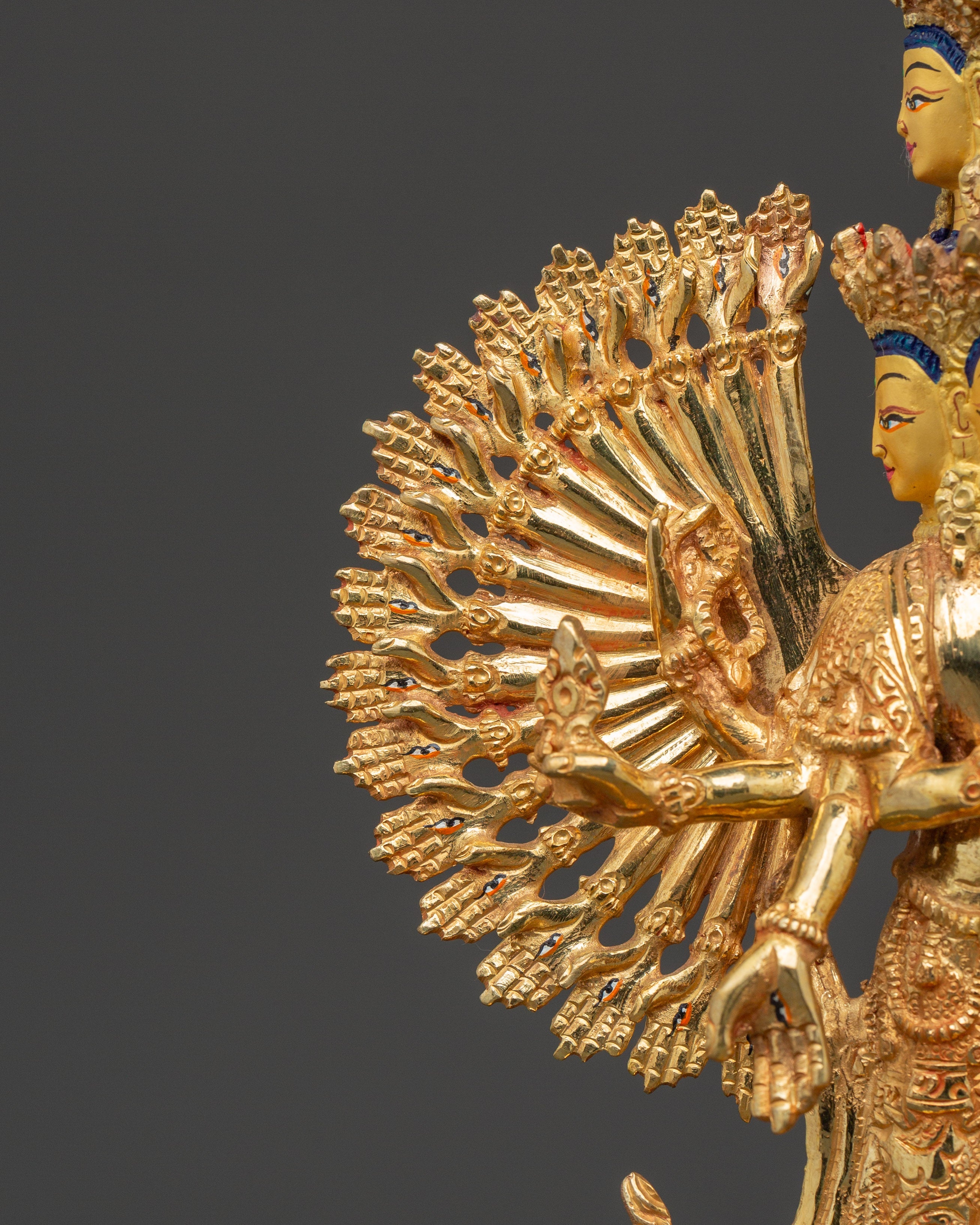 Gold Plated Thousand Armed Chenrezig | Bodhisattva Statue
