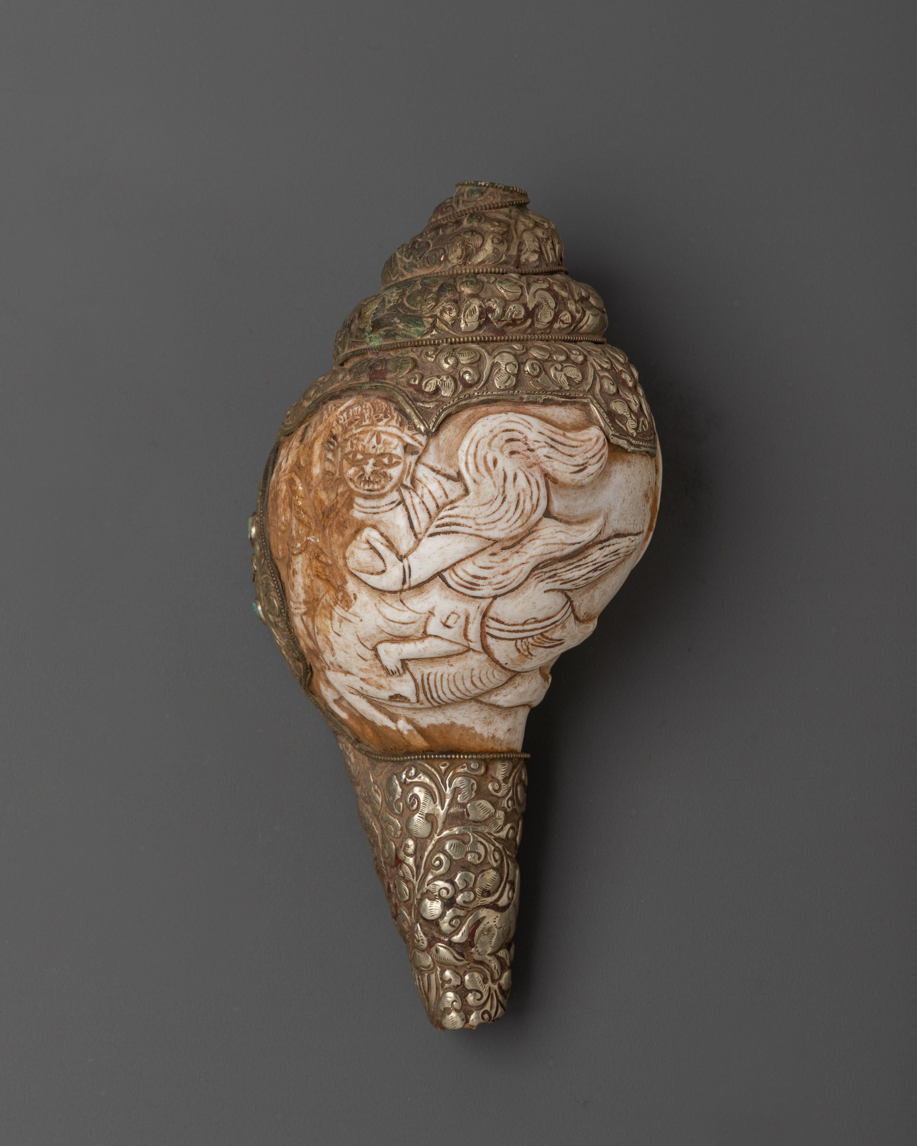 Traditional Shells Traditional Ritual Conch Shell | Tibetan Buddhist Altar Offering Shell