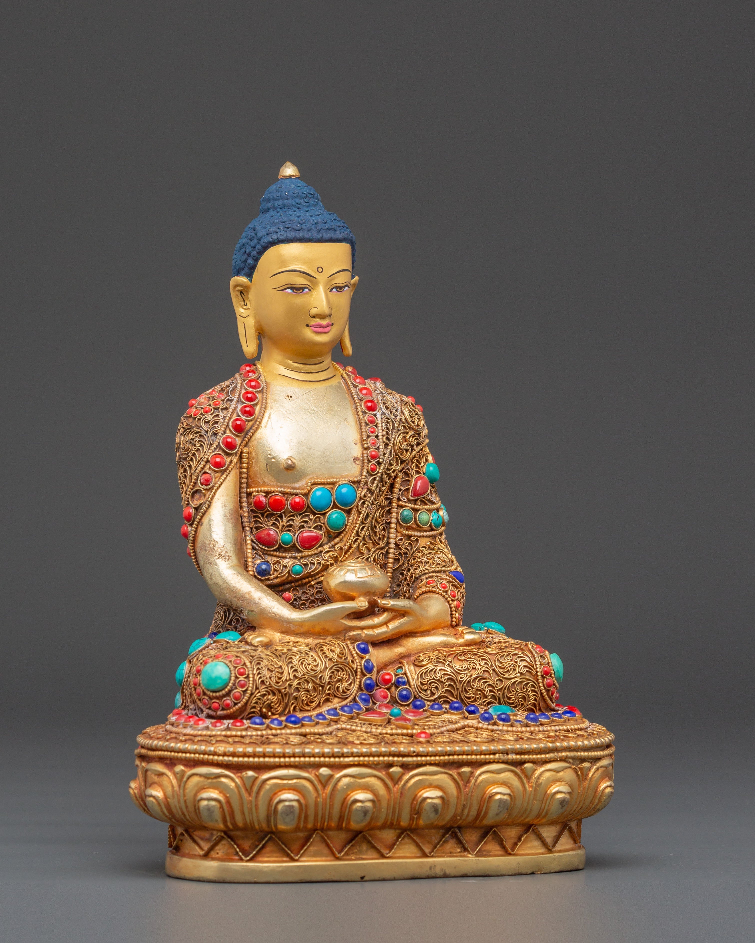 Gold Plated Statue of Amitabha Buddha | Buddhist Altar Statue