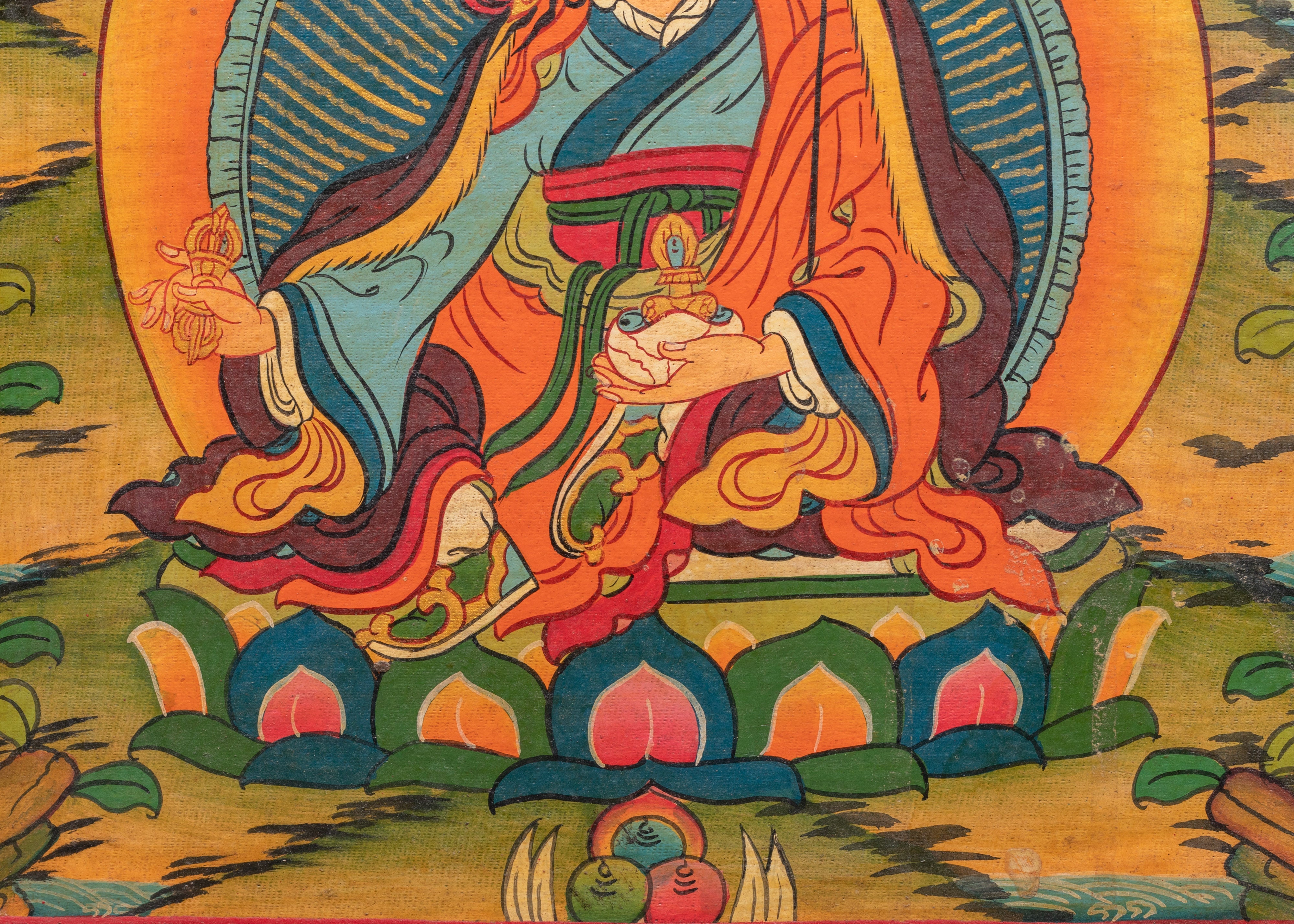 Handcrafted Guru Rinpoche Wall Art | Tibetan Spiritual Home Decor Painting