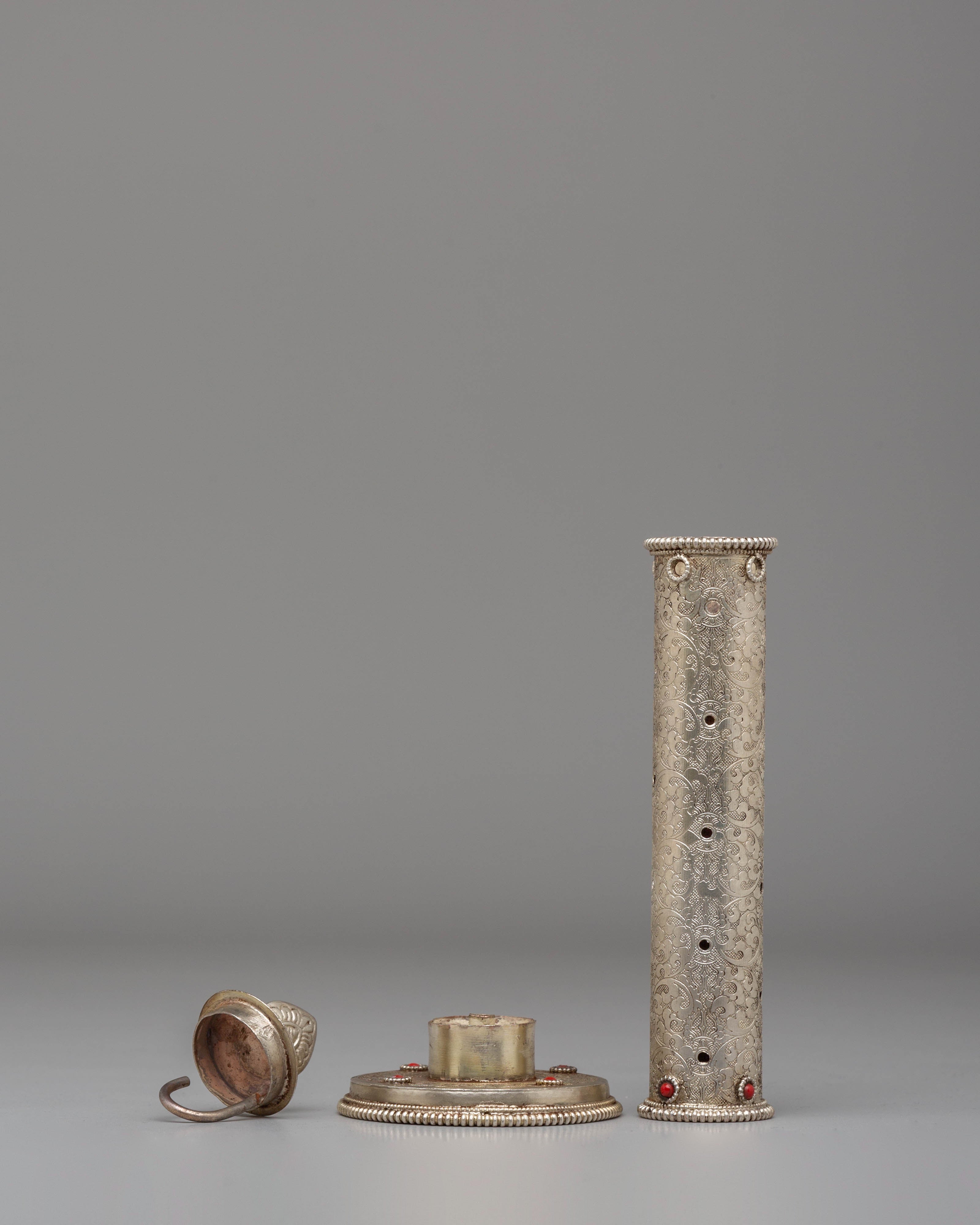 Buddhist Incense Holder for Rituals | Handcrafted Gemstone & Silver Design