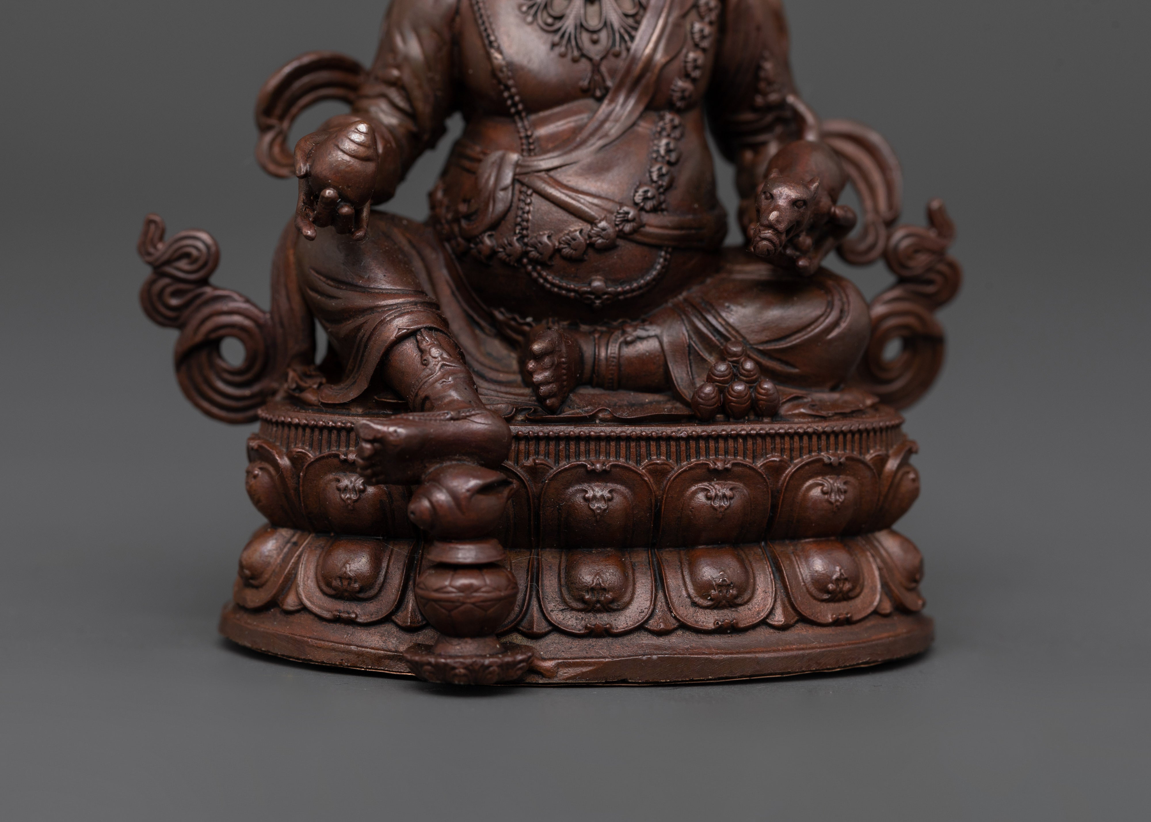 Oxidized Copper Dzambala Holding Conch | Tibetan Wealth Deity