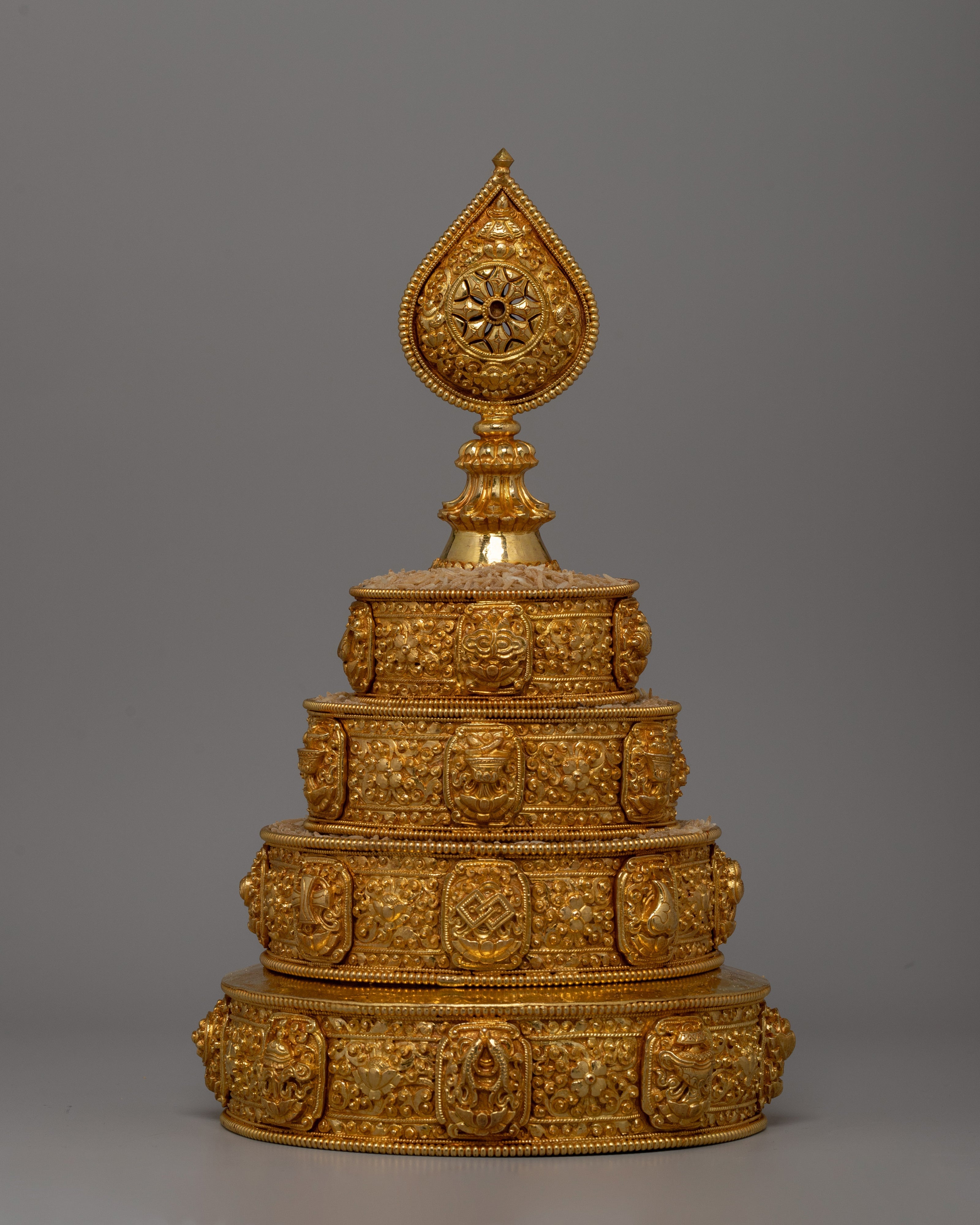Gold-plated Stupa With a Copper Made | Spiritual Artifact, Sacred Meditation Symbol