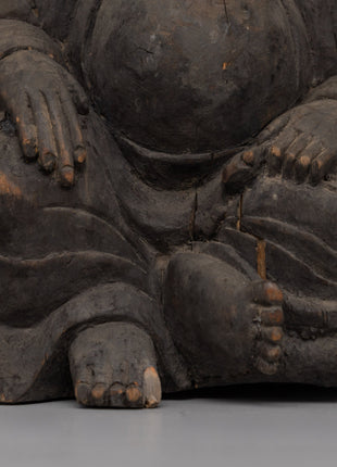 Hand-Carved Wooden Laughing Buddha | Wood Buddha Figurine