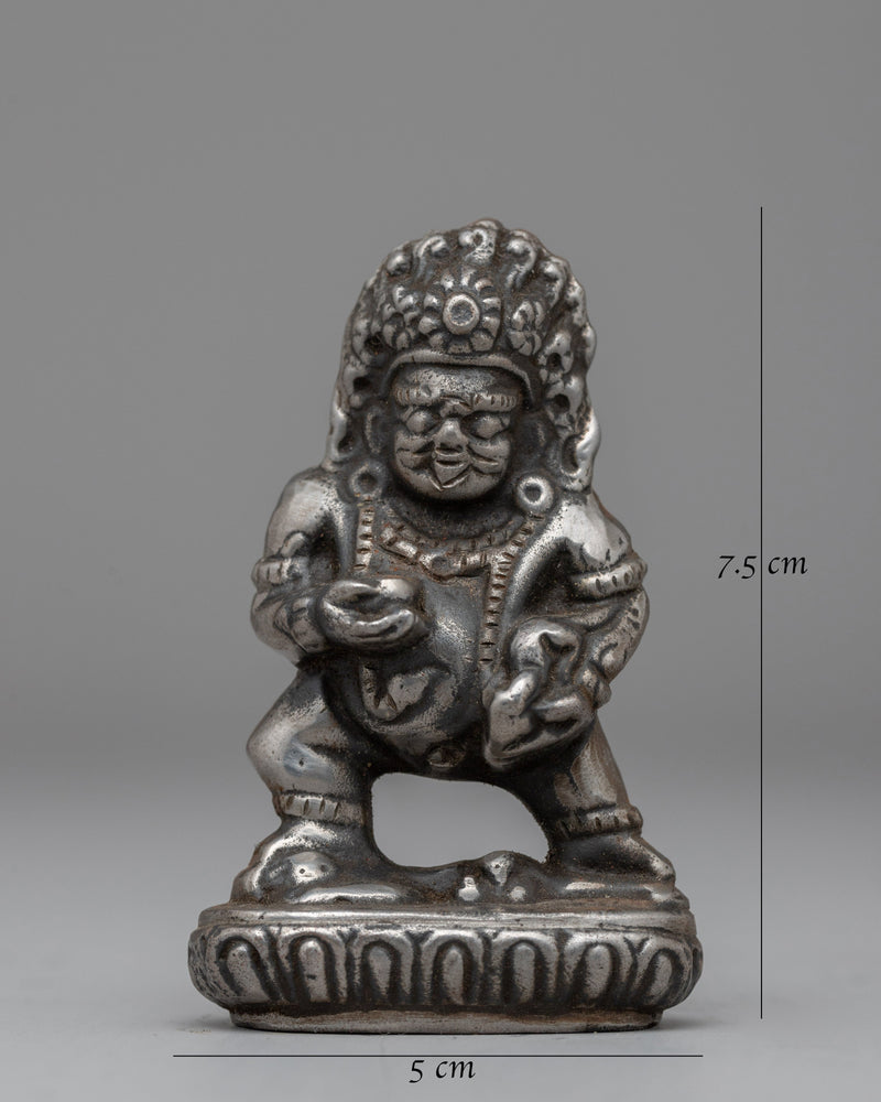 Silver Plated Dzambhala Statue | Copper Wealth Deity for Abundance & Protection