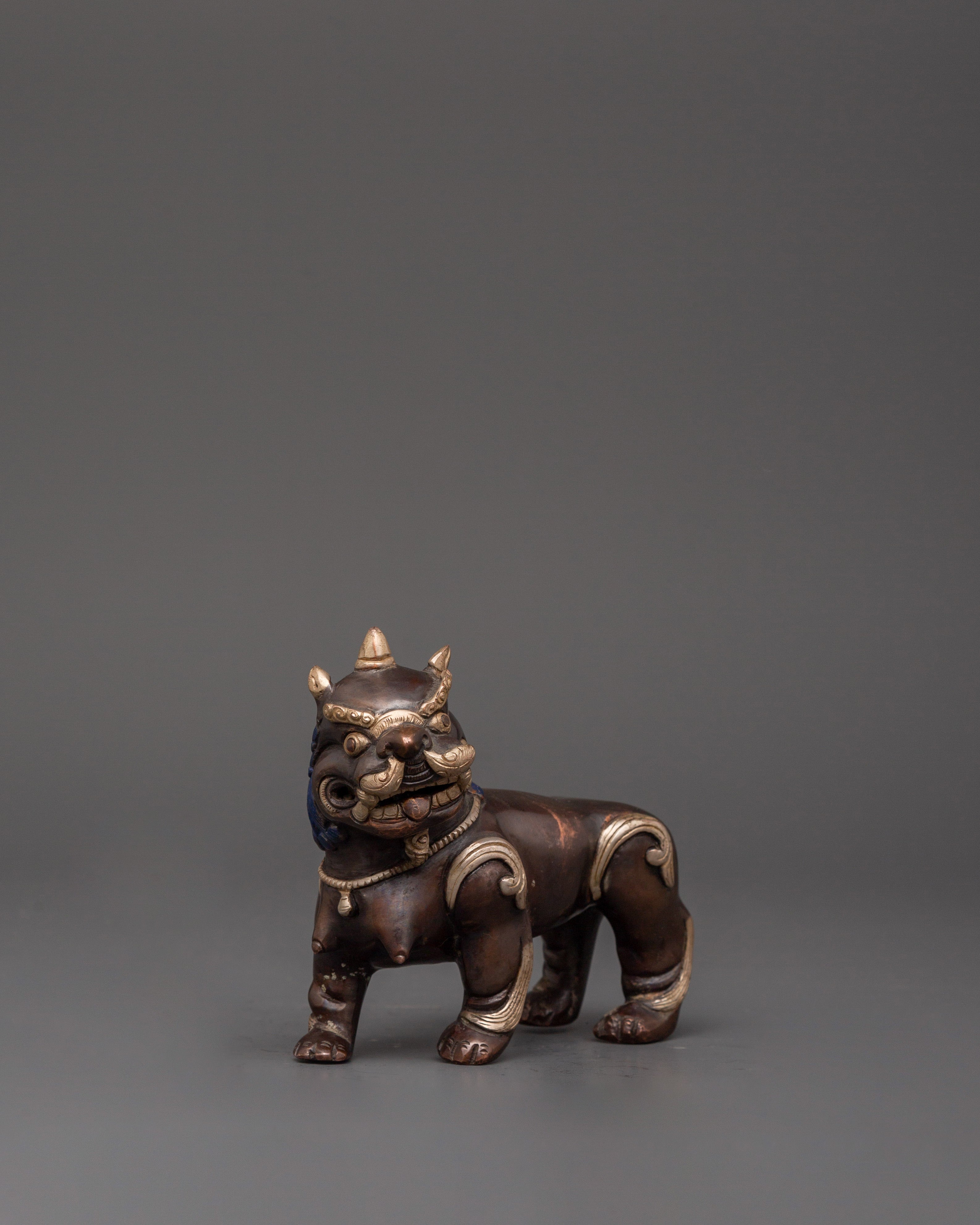 Tibetan Snow Lion Statue Set | Handcrafted Buddhist Guardian Figures