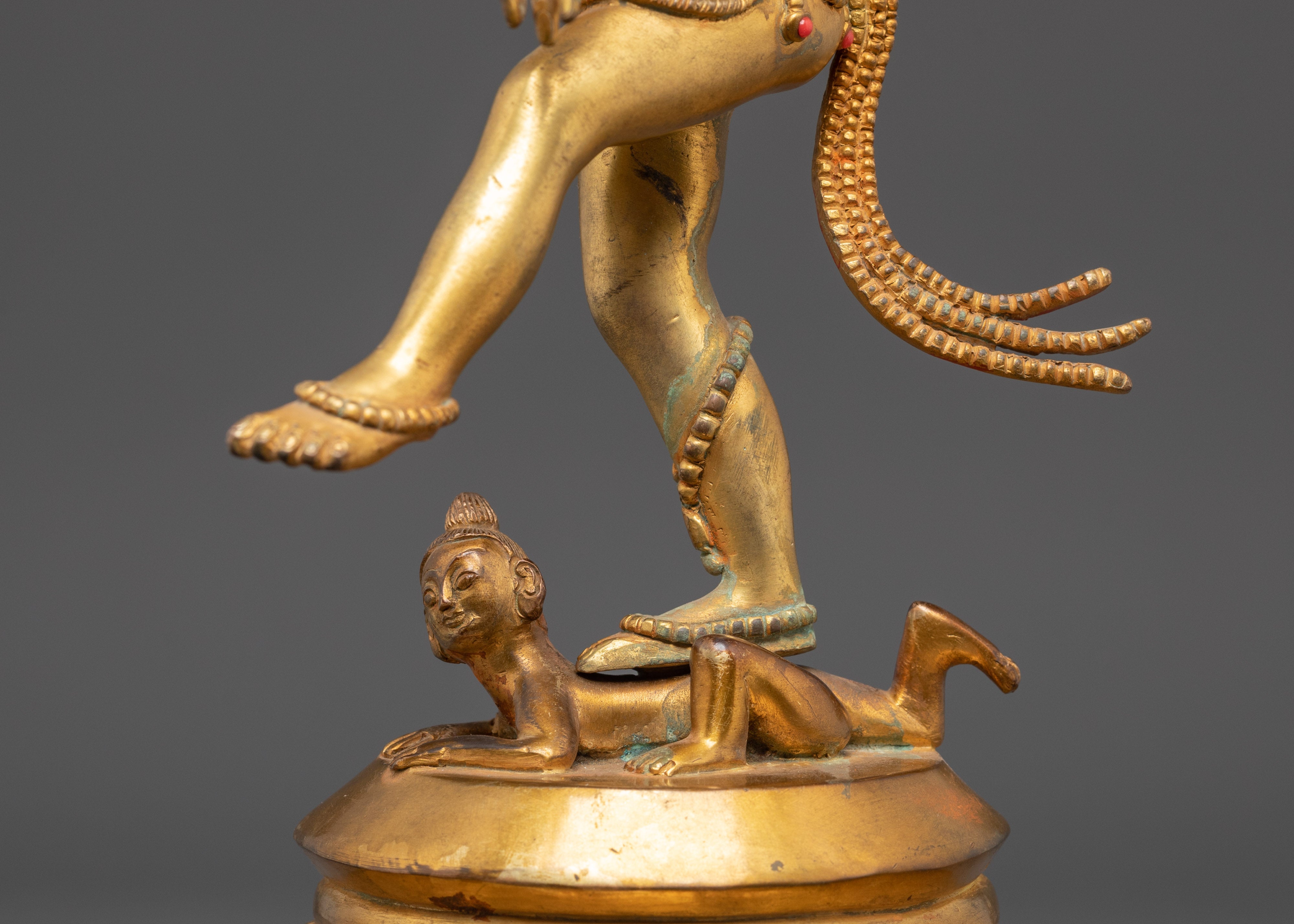 Divine Nataraj Dancing Statue | Gold Plated Copper Hindu God Sculpture