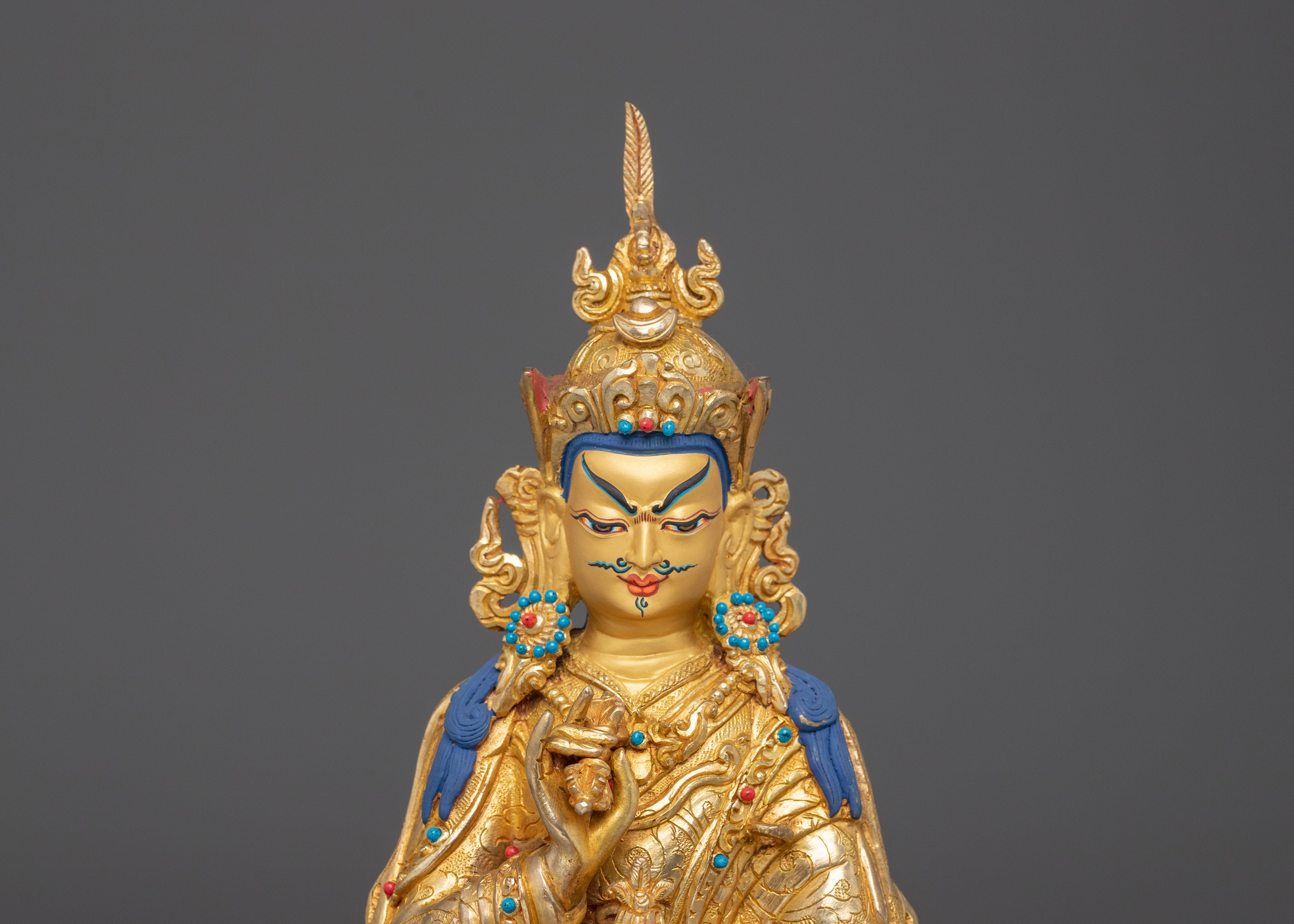 Sacred Statue of Guru Tsyoke Dorje | Gold Plated Tibetan Buddhist Copper Figure