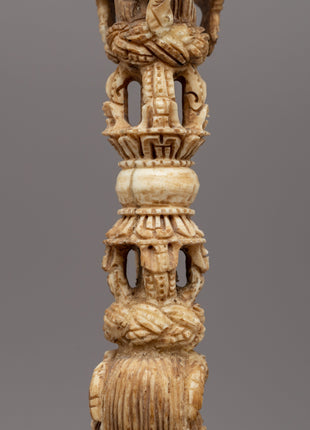 Handcarved Nine Face Phurba | A Sacred Tibetan Buffalo Bone Ritual Dagger