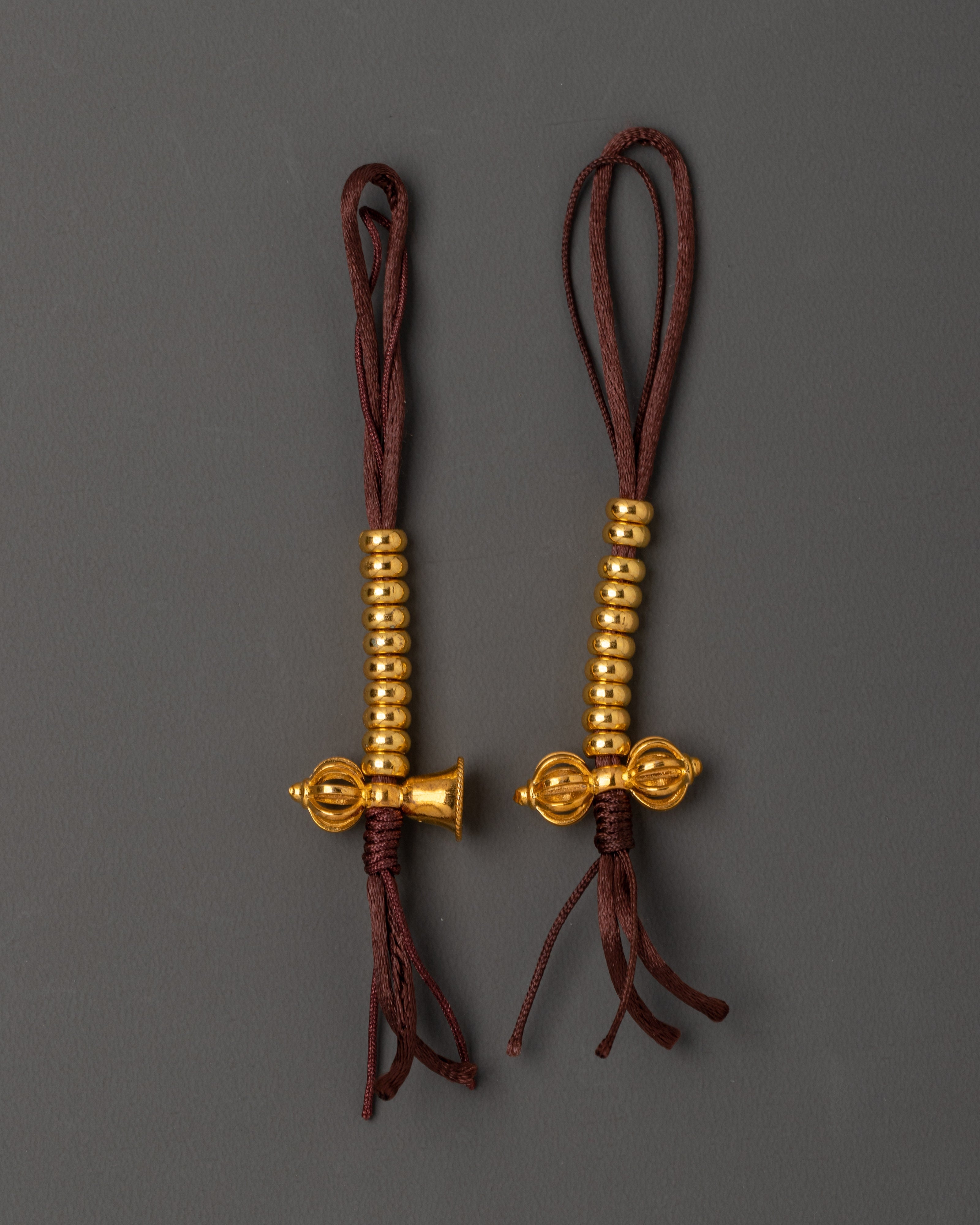 Tibetan Chupsel Ritual Cord with Vajra & Bell | Buddhist Tantric Accessory for Altar or Robe
