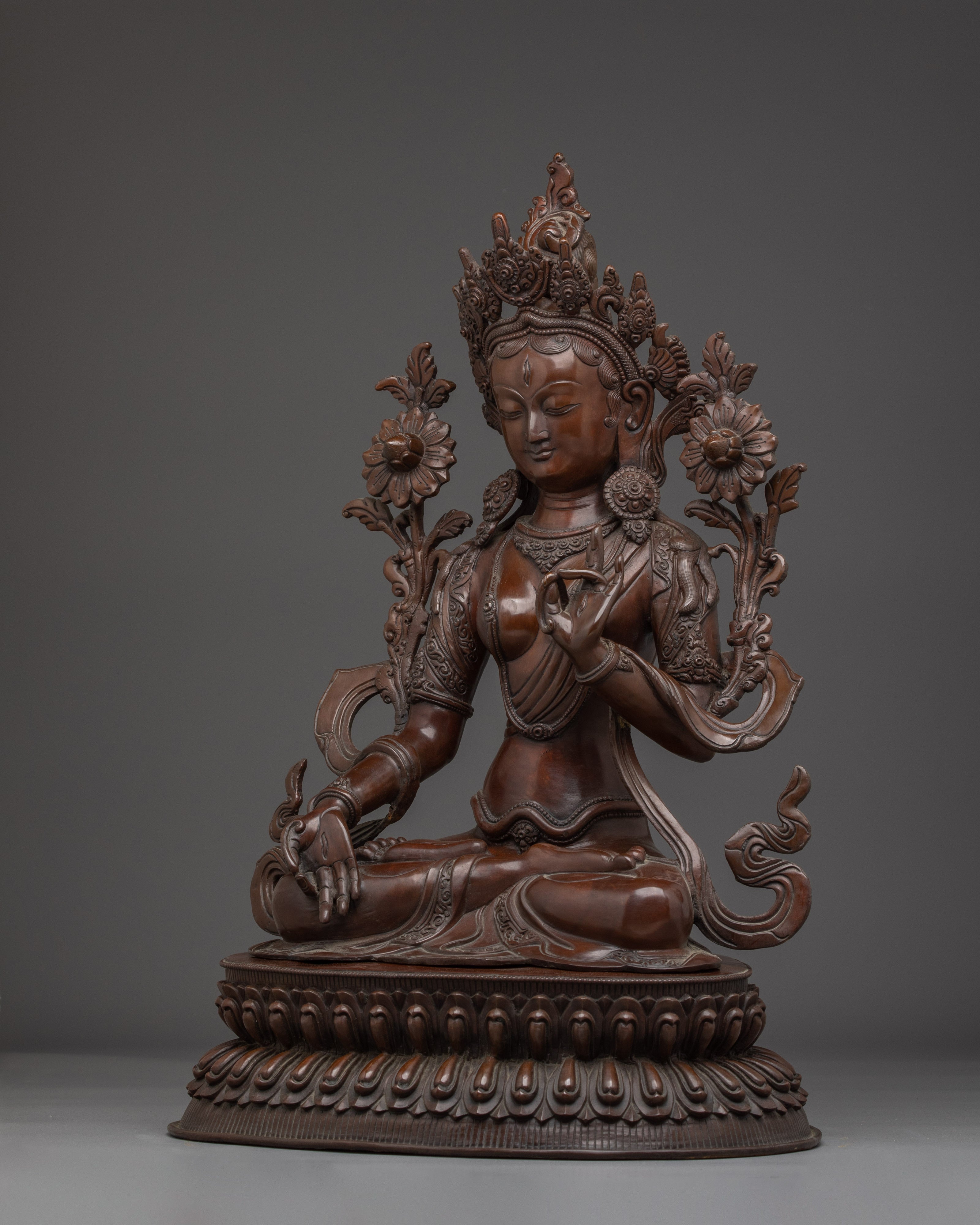 Copper Sculpture of White Tara | Peaceful Tara