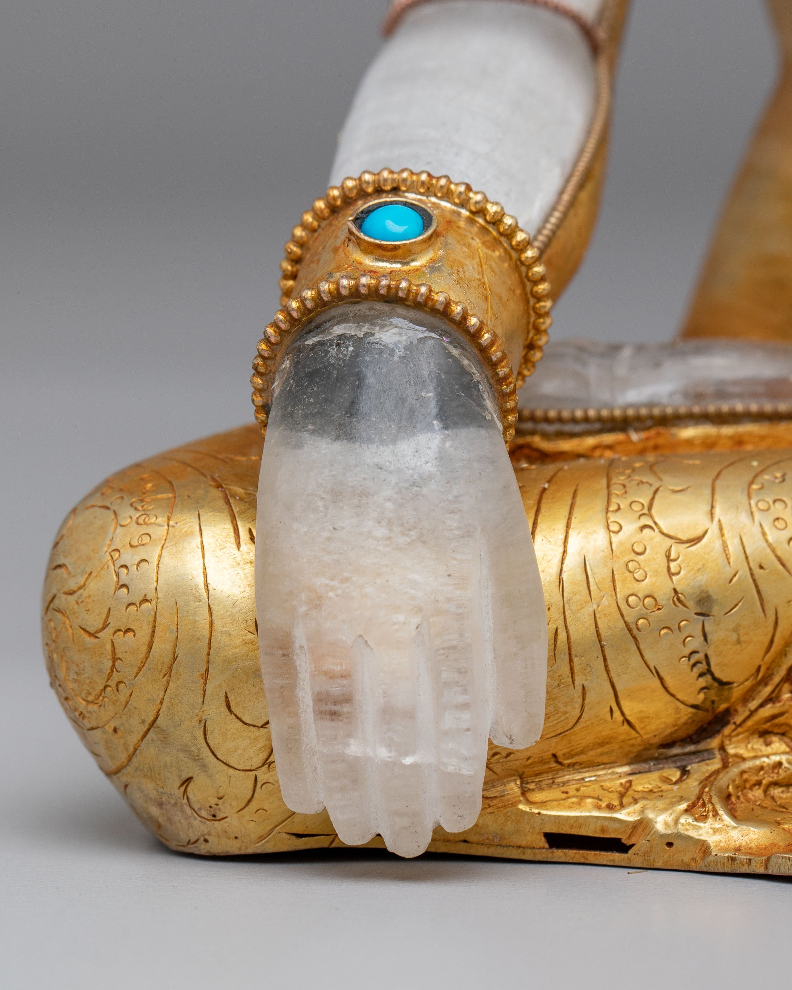 Tibetan Buddhist Shakyamuni Buddha Statue | Handcrafted Copper Crystal Artwork