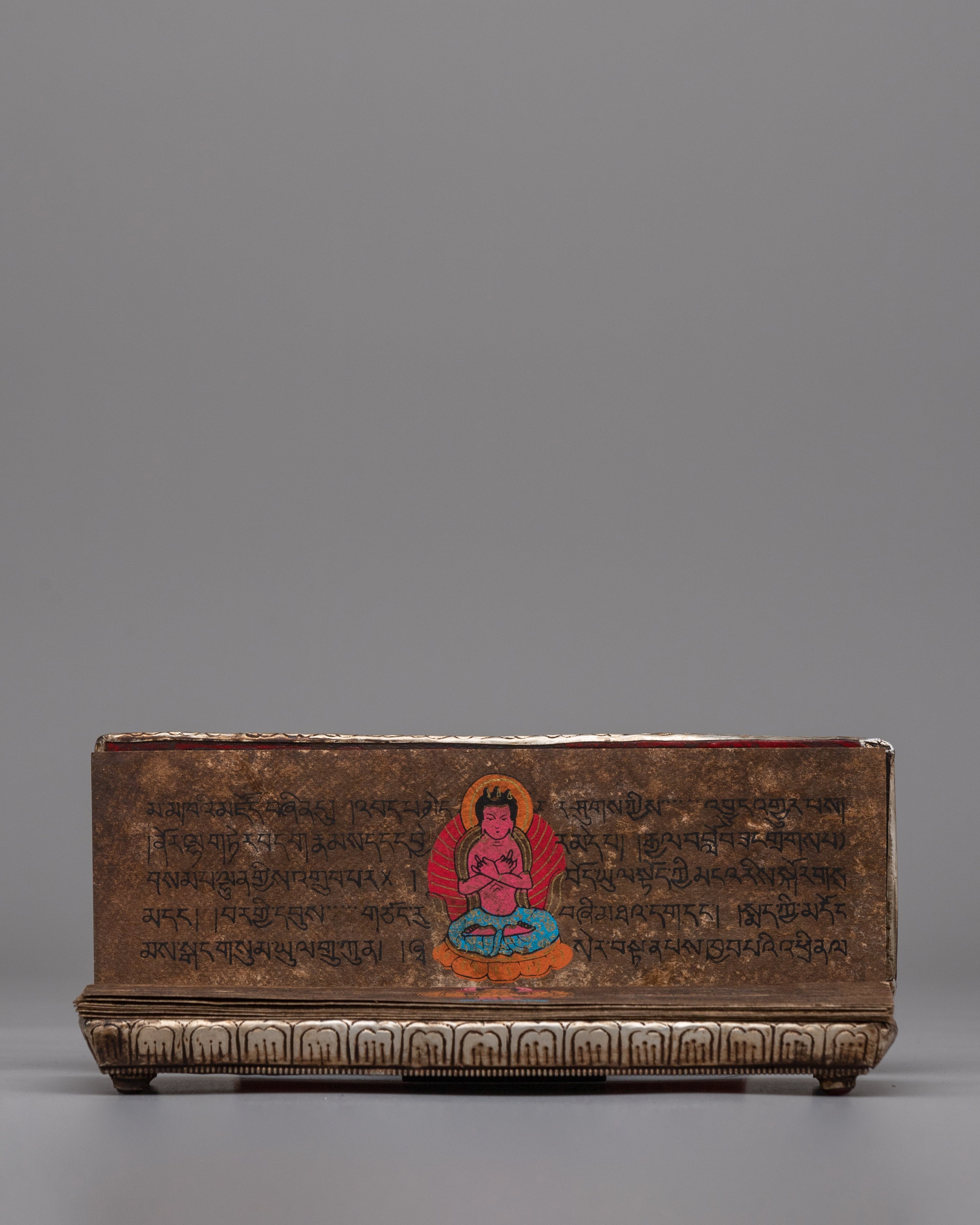 Handcrafted Gold-Plated Tibetan Book Cover | Buddhist Sacred Text Decor