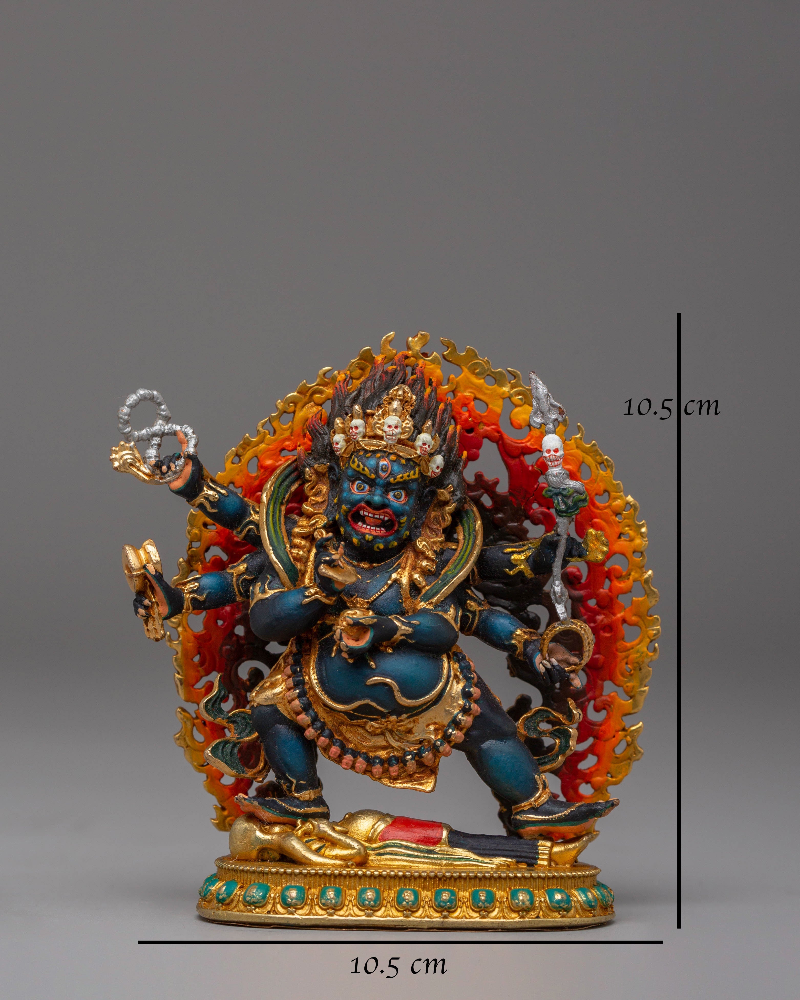 Handcrafted Tibetan Six Armed Mahakala Sculpture