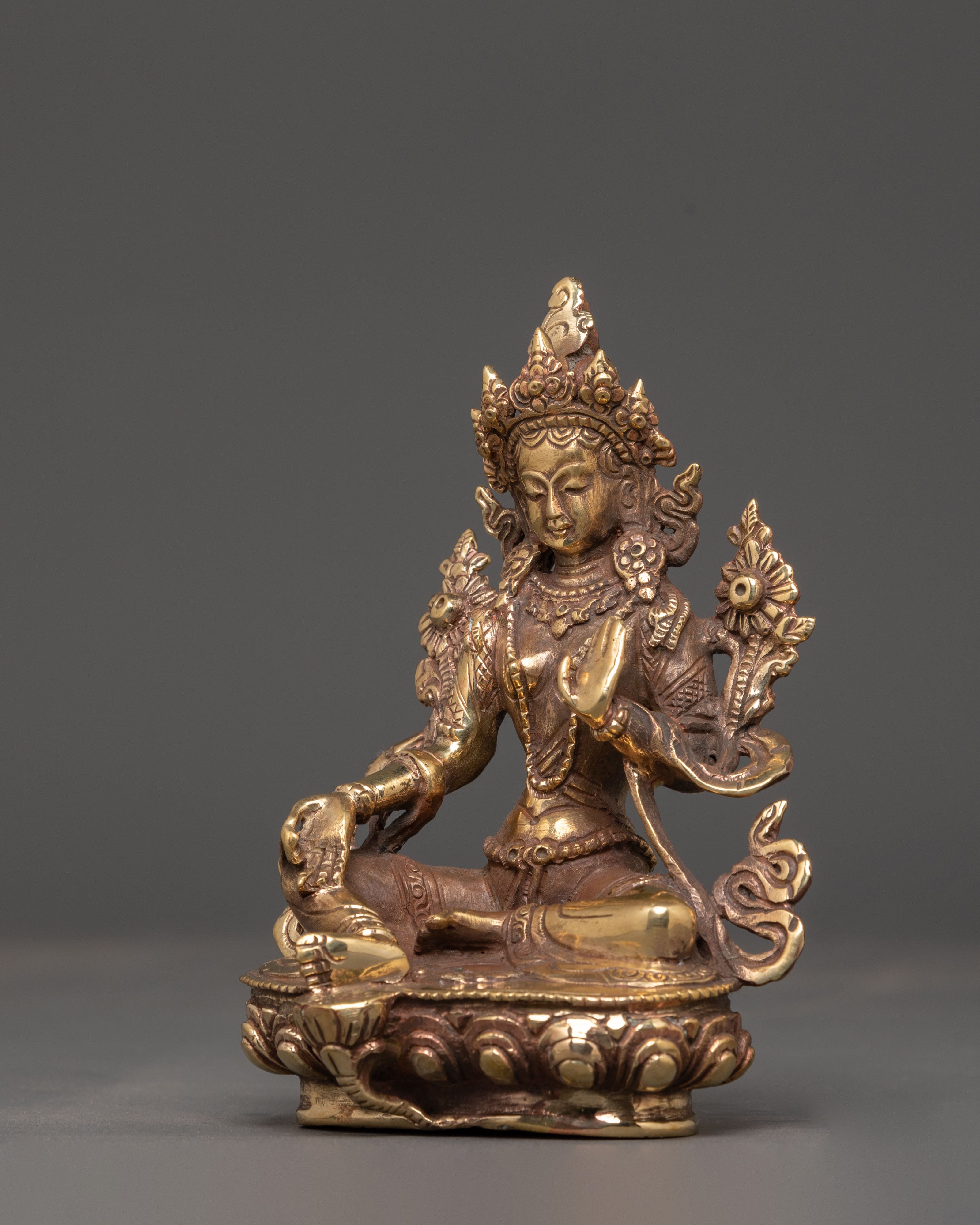 Green Tara Copper Statue | Handcrafted Tibetan Altar Decor