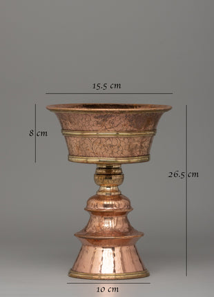 Handcrafted Copper Butter Lamp | Tibetan Light Offering Lamp for Rituals