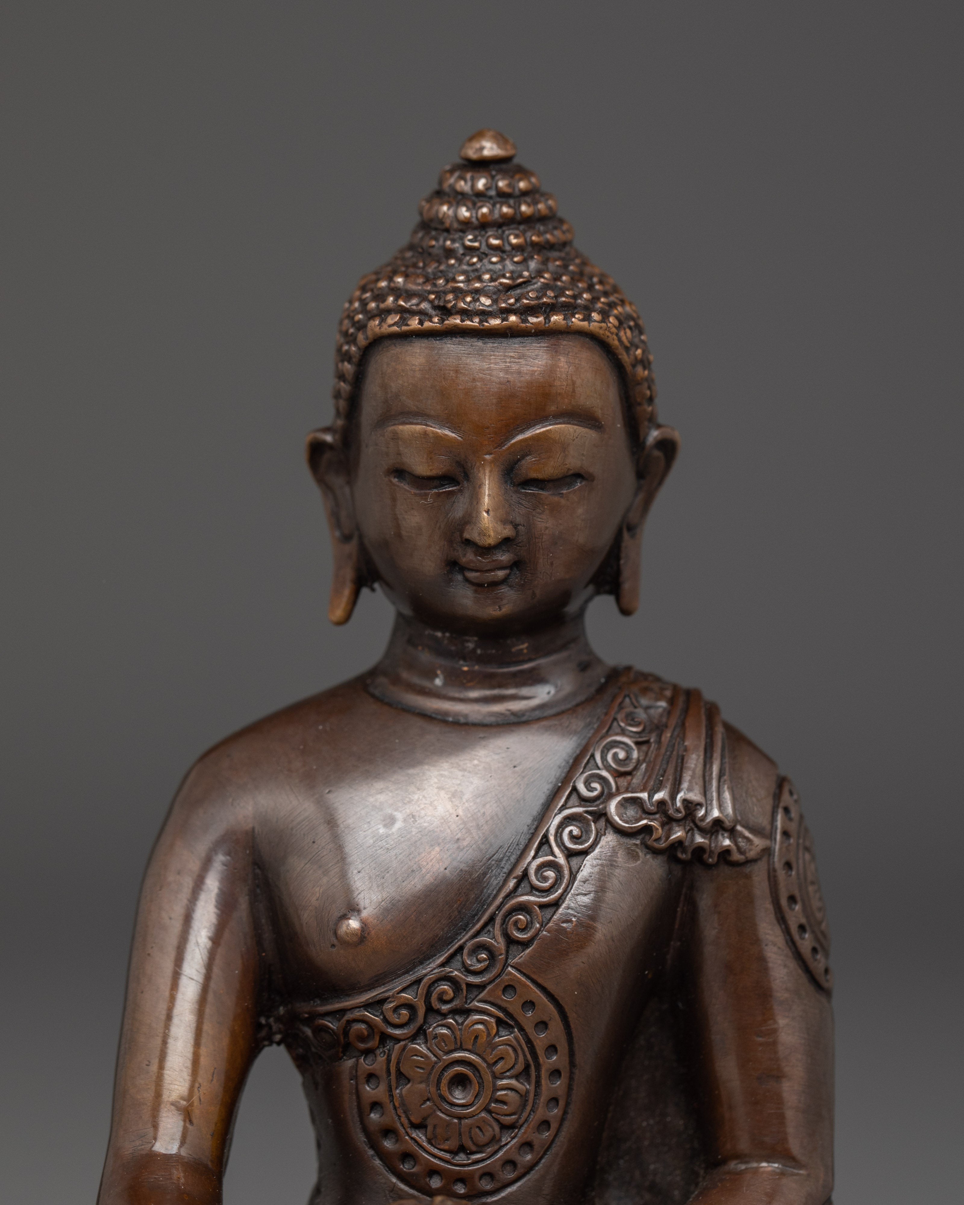 Historical Shakyamuni Buddha Oxidized Copper Statue | Gautama Artwork Artwork
