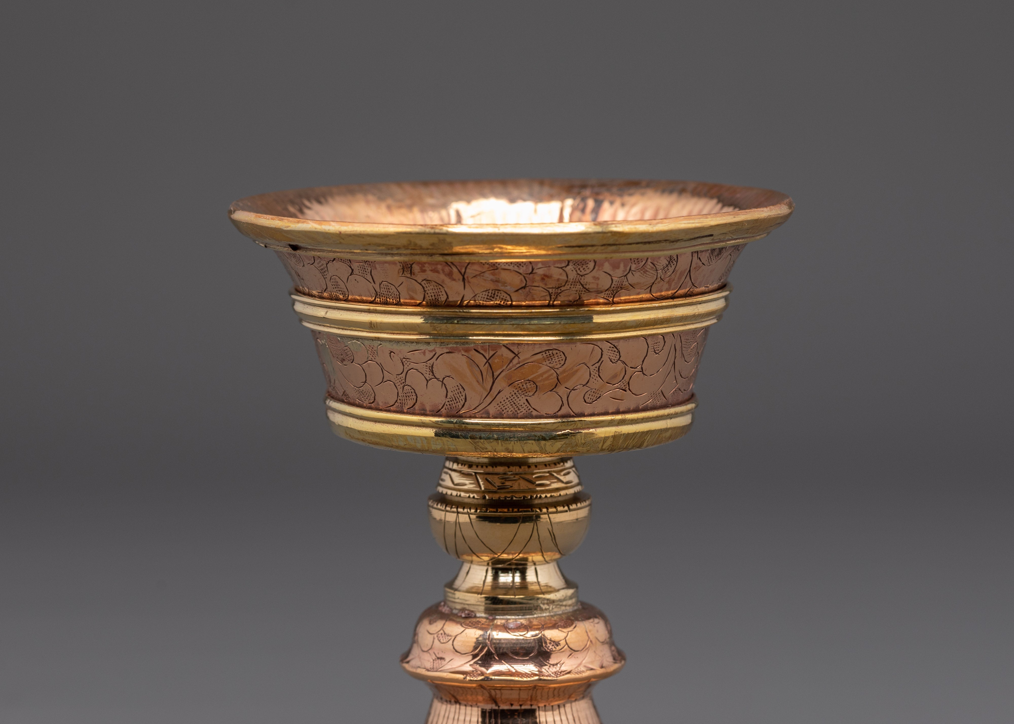 Sacred Buddhist Butter Offering Lamp | Copper Brass Shrine Light