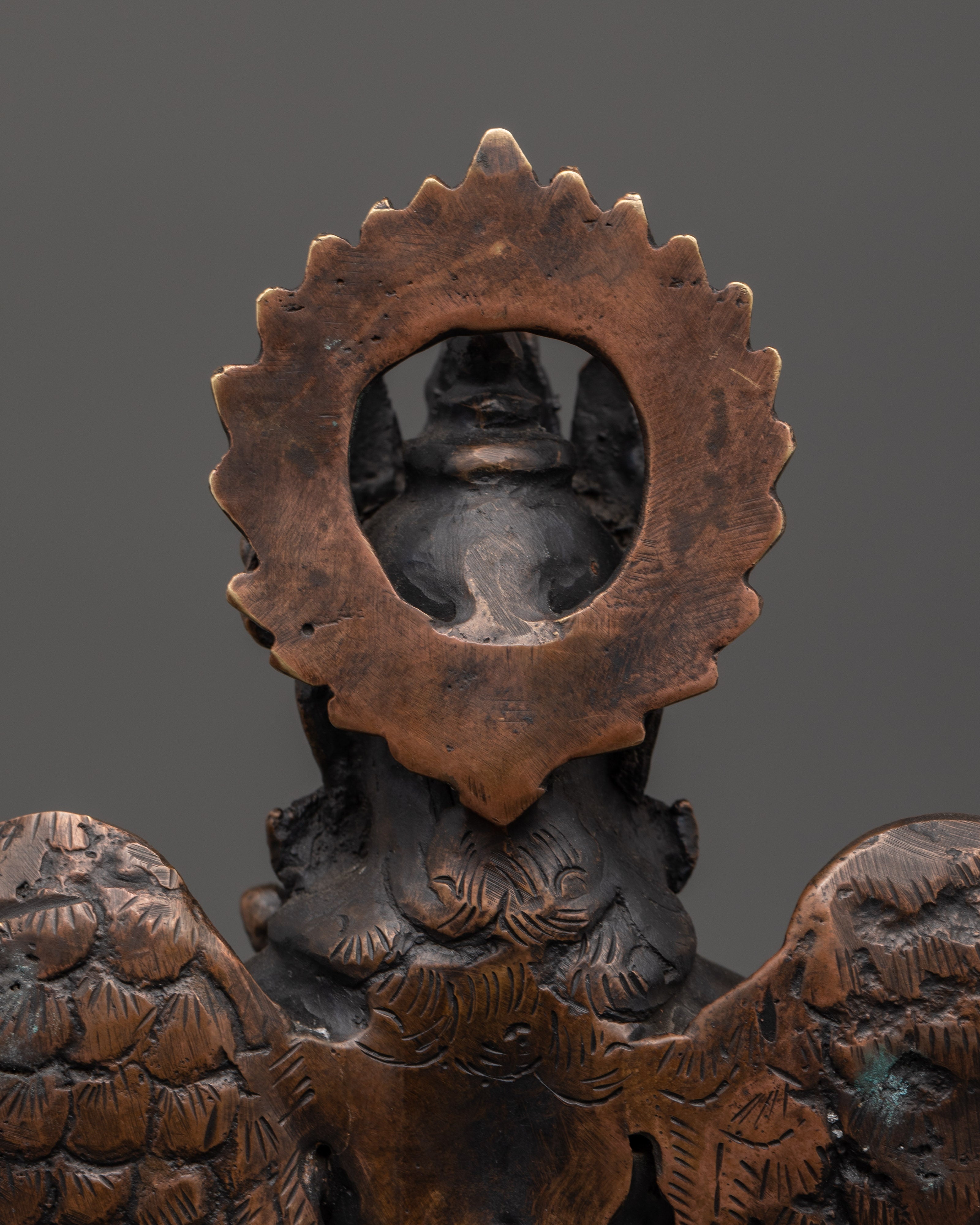 Oxidized Copper Garuda Bird Deity Statue