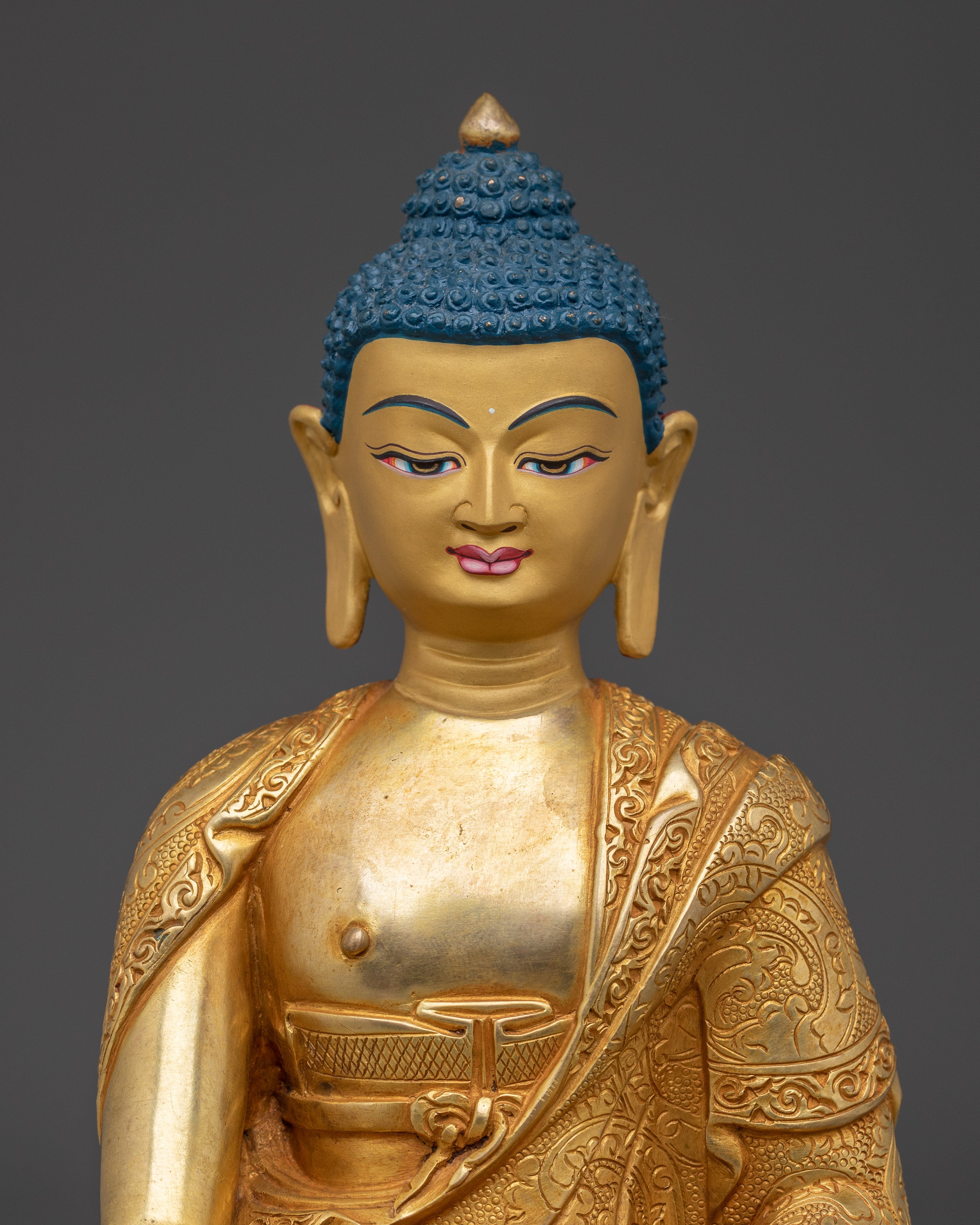 Gold Gilded Copper Shakyamuni Buddha Artwork | Perfect for Meditation and Altar Decor