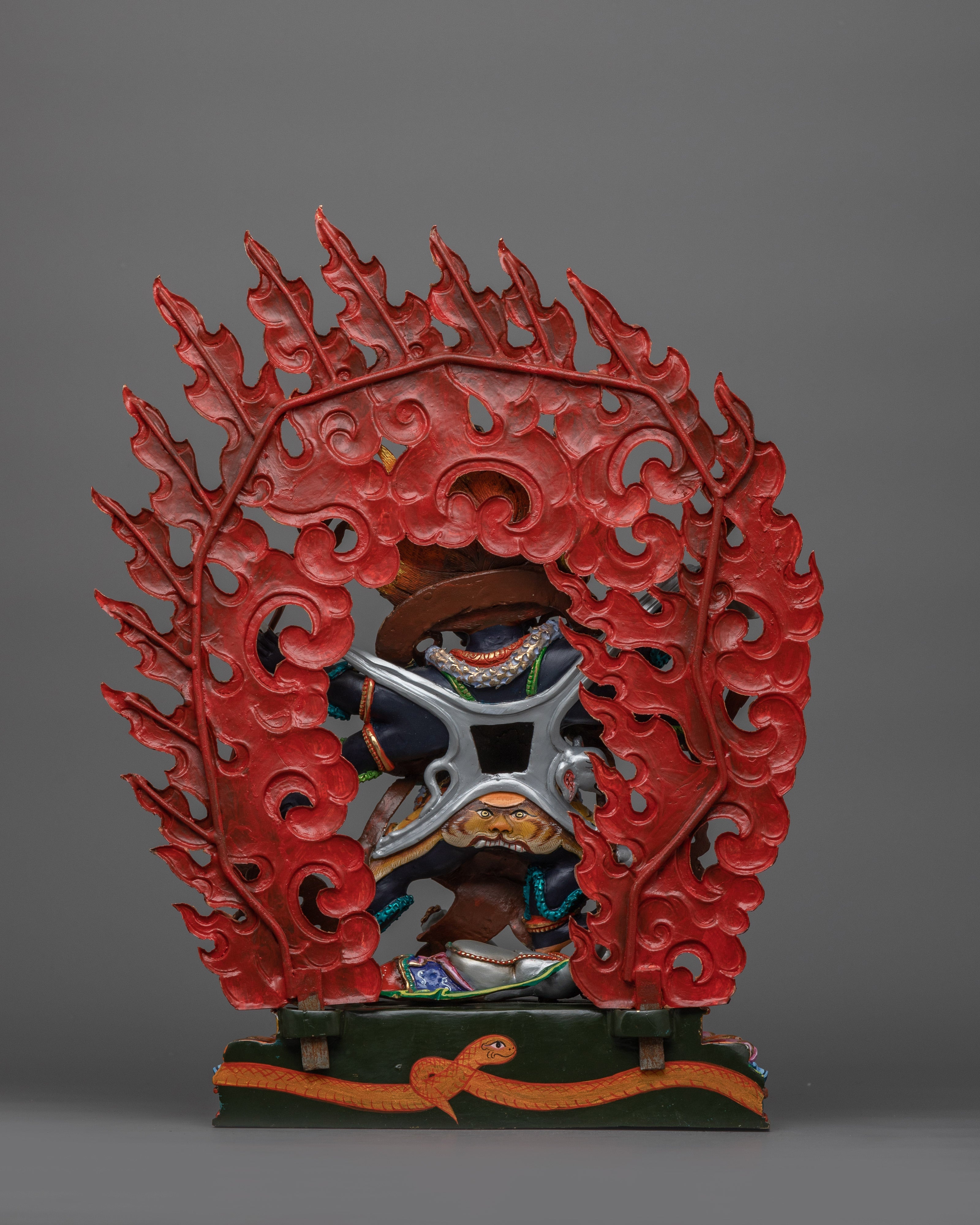 Fierce Deity Six Armed Mahakala Statue | Wrathful Protector Deity