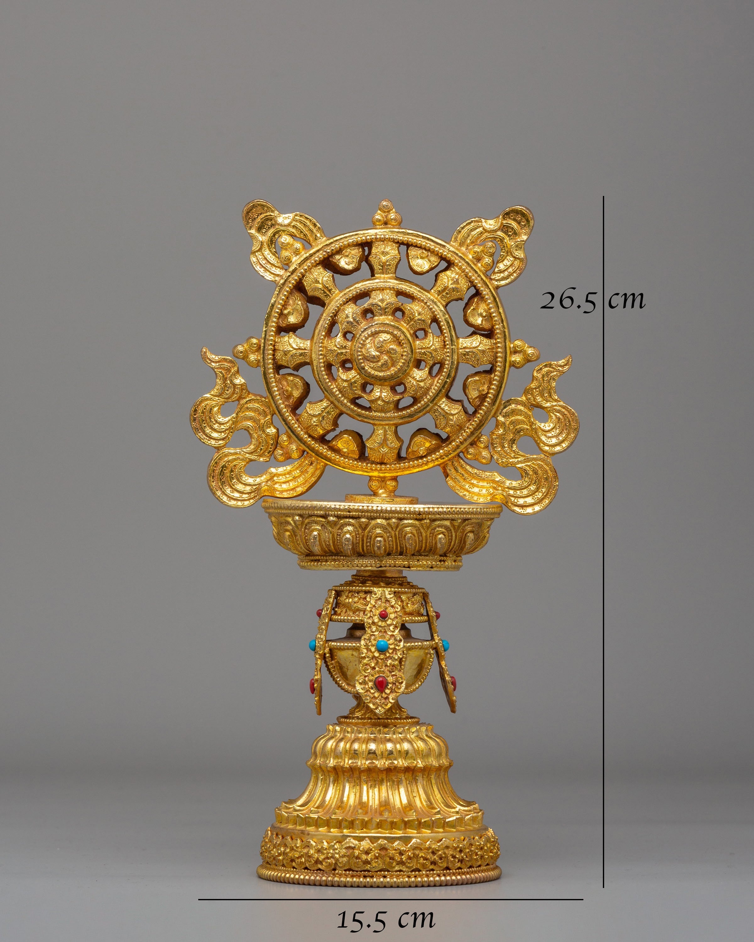 Sacred Dharma Wheel Sculpture | Symbol of Enlightenment