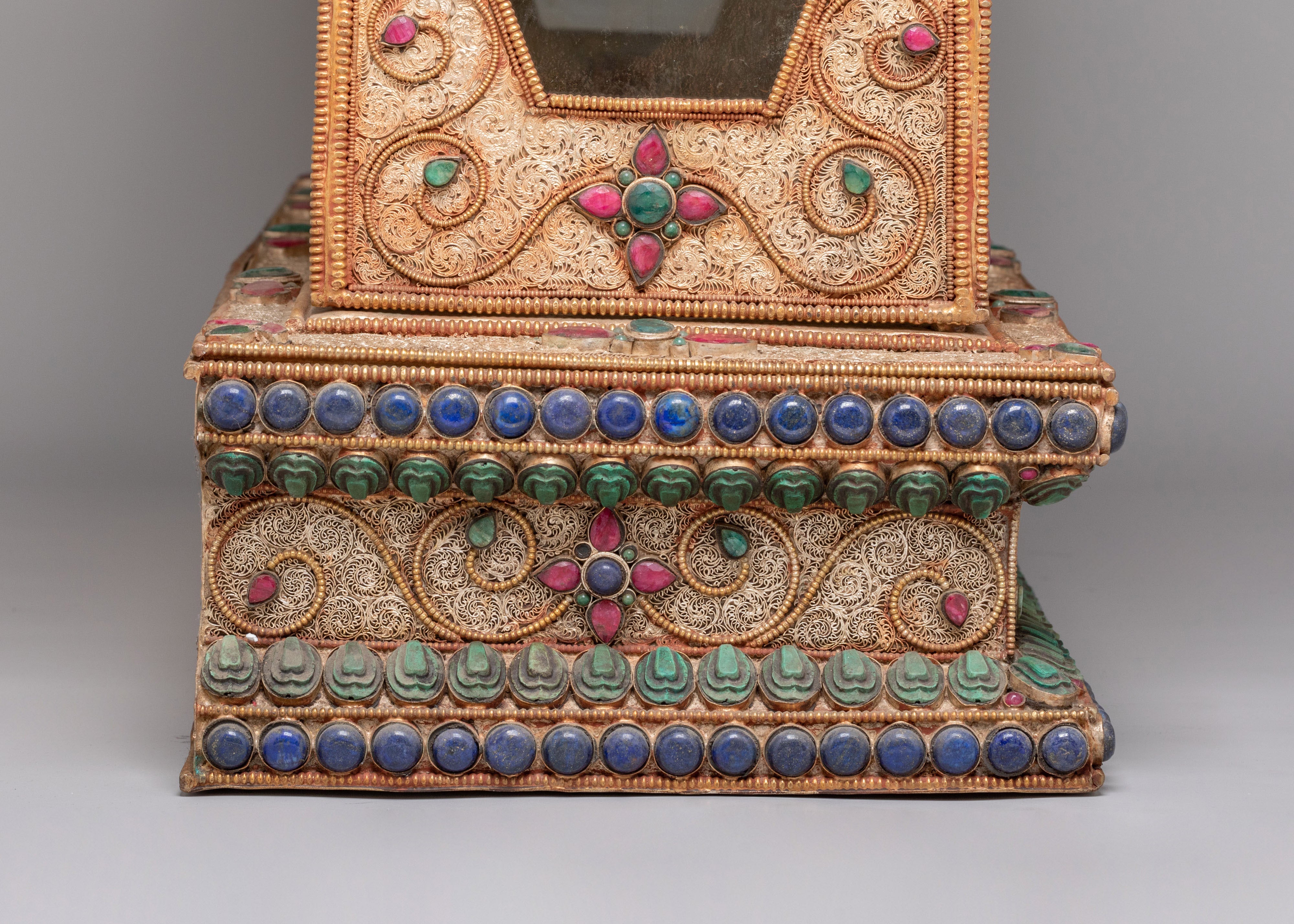 Handcrafted Altar Box | Copper Body, Gemstones, Silver Plating