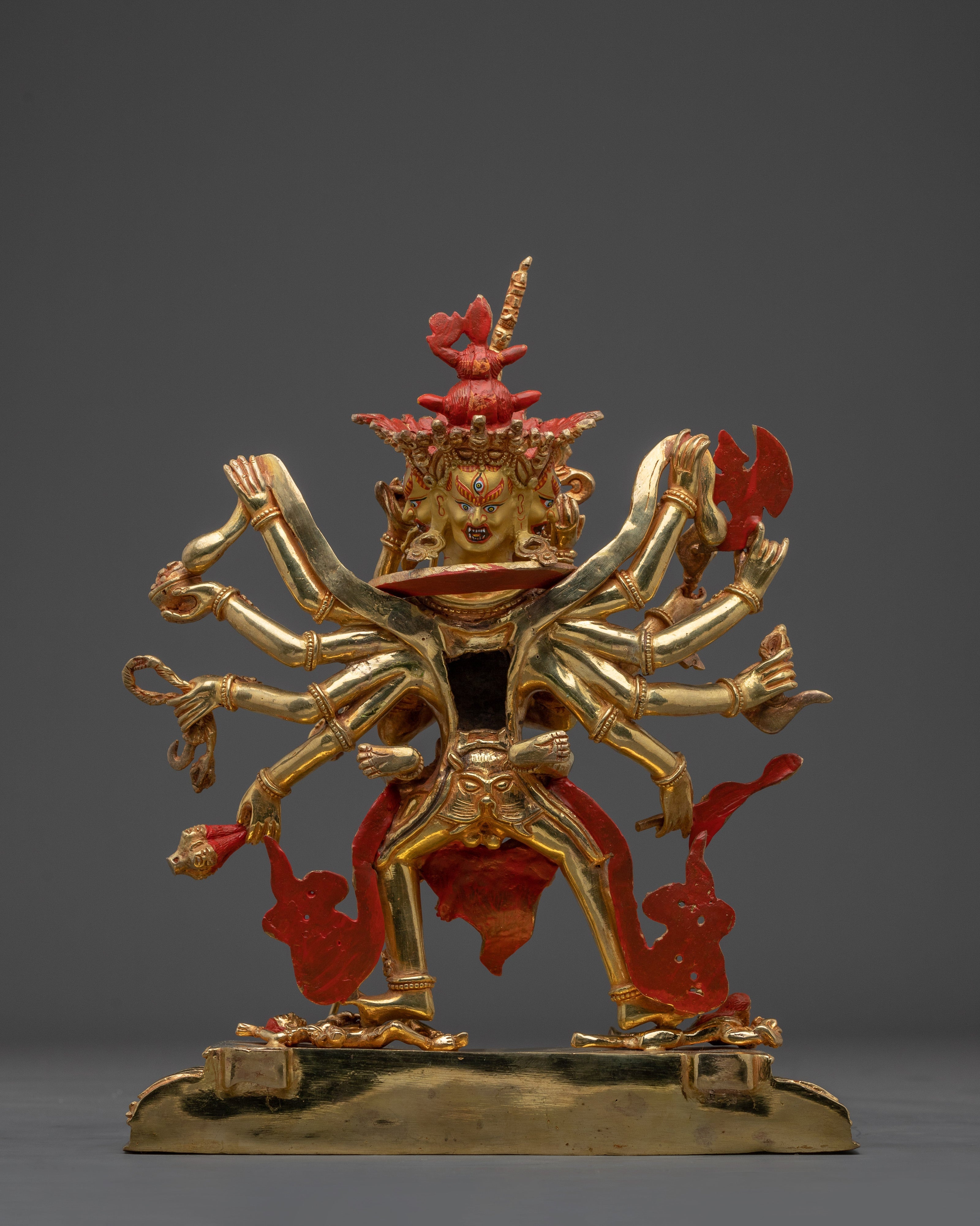 Chakrasambhara with Consort Gold and Copper Statue | Meditation Room, and Sacred Space