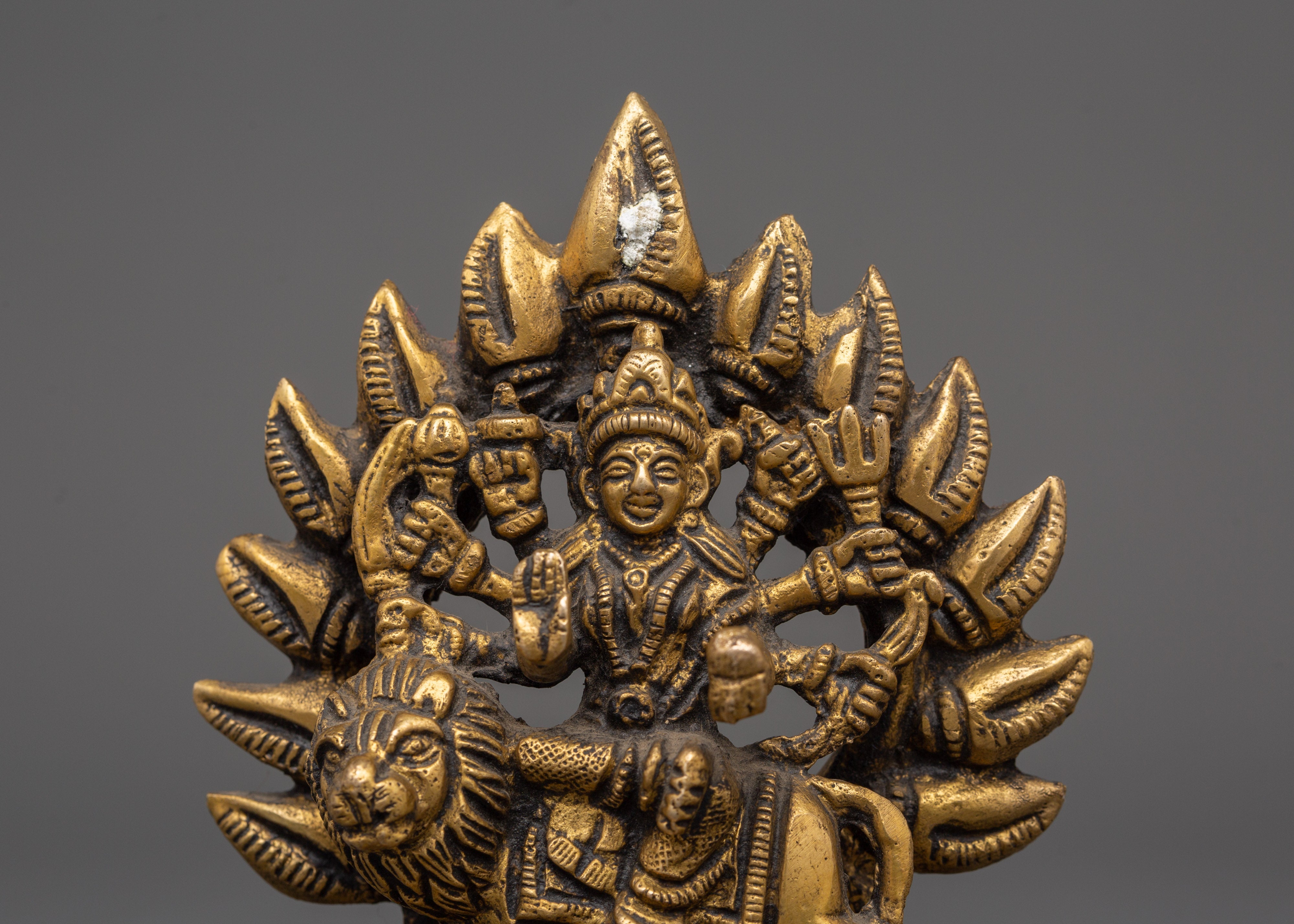 Brass Durga Statue on Lion | Home & Altar Decor