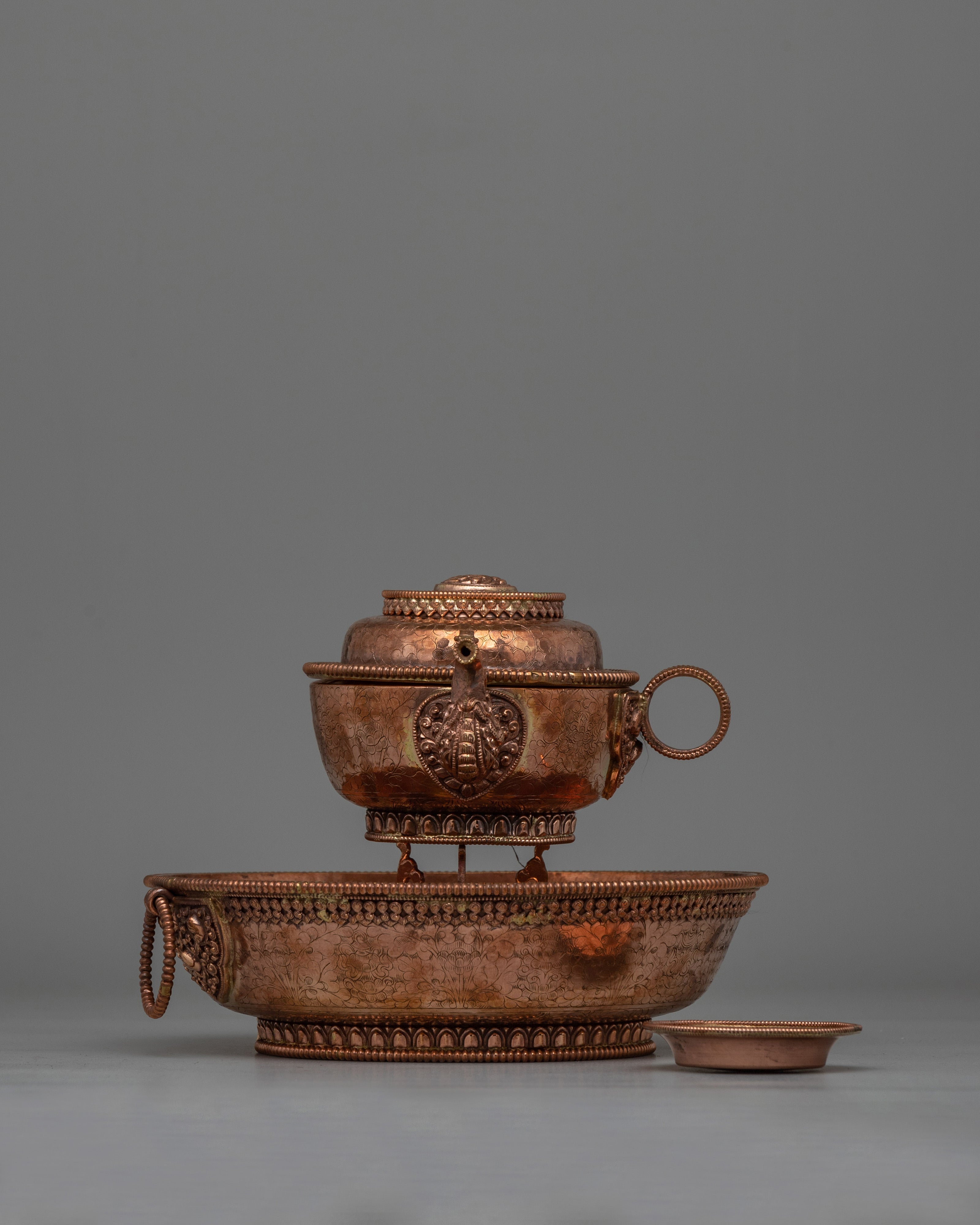 Copper Tibetan Water Offering Set | Buddhist Ceremonial Vessel