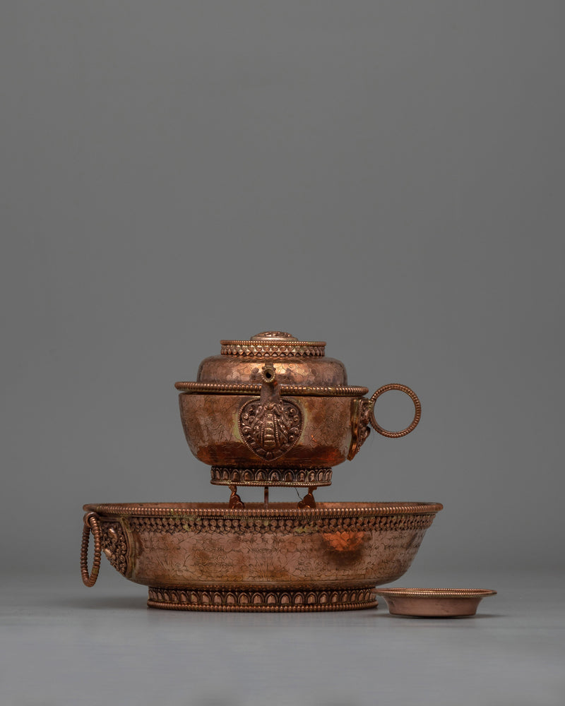 Copper Tibetan Water Offering Set | Buddhist Ceremonial Vessel