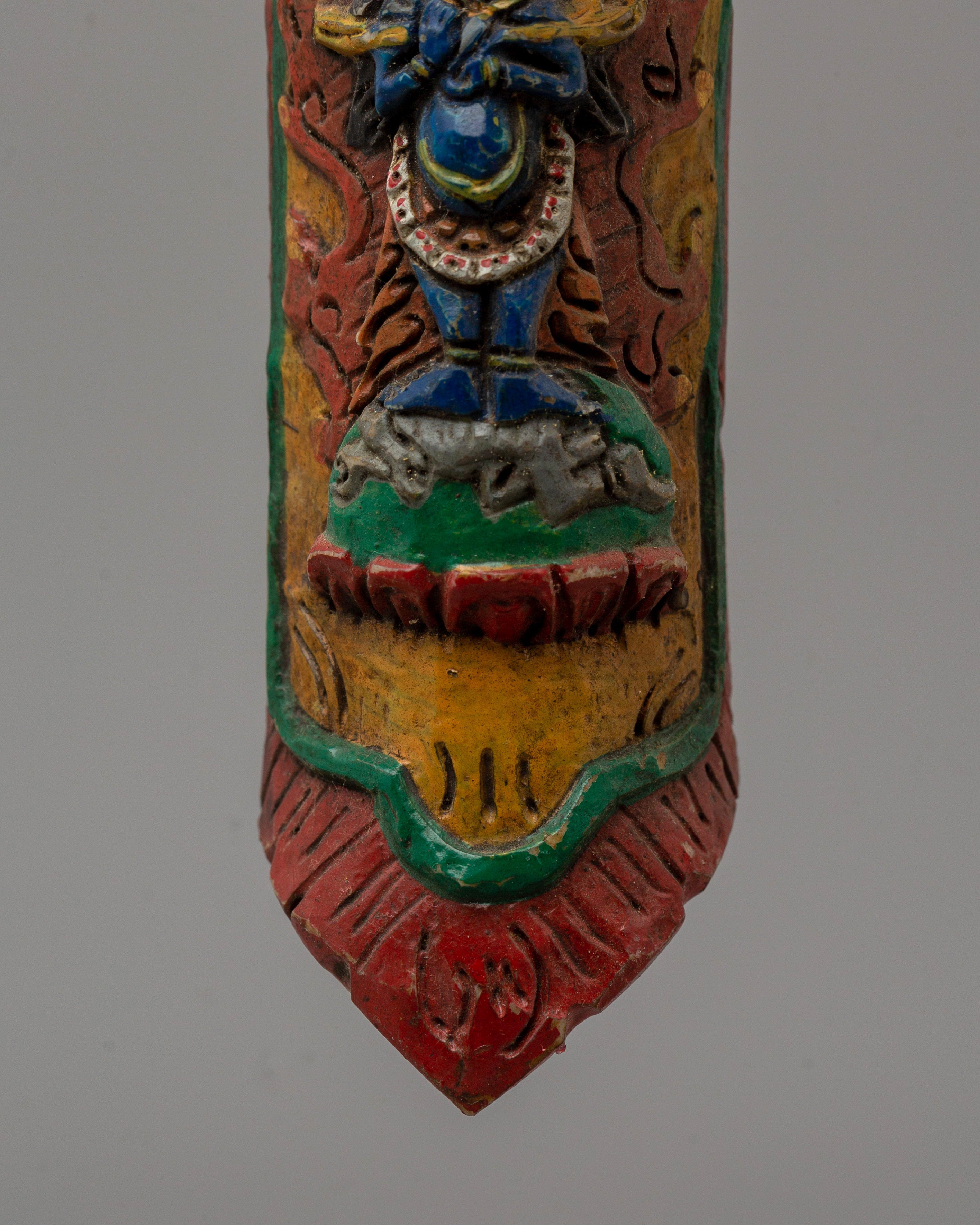 Hand-Carved Sakya Mahakala Decor | Buffalo Bone Tibetan Protector Deity