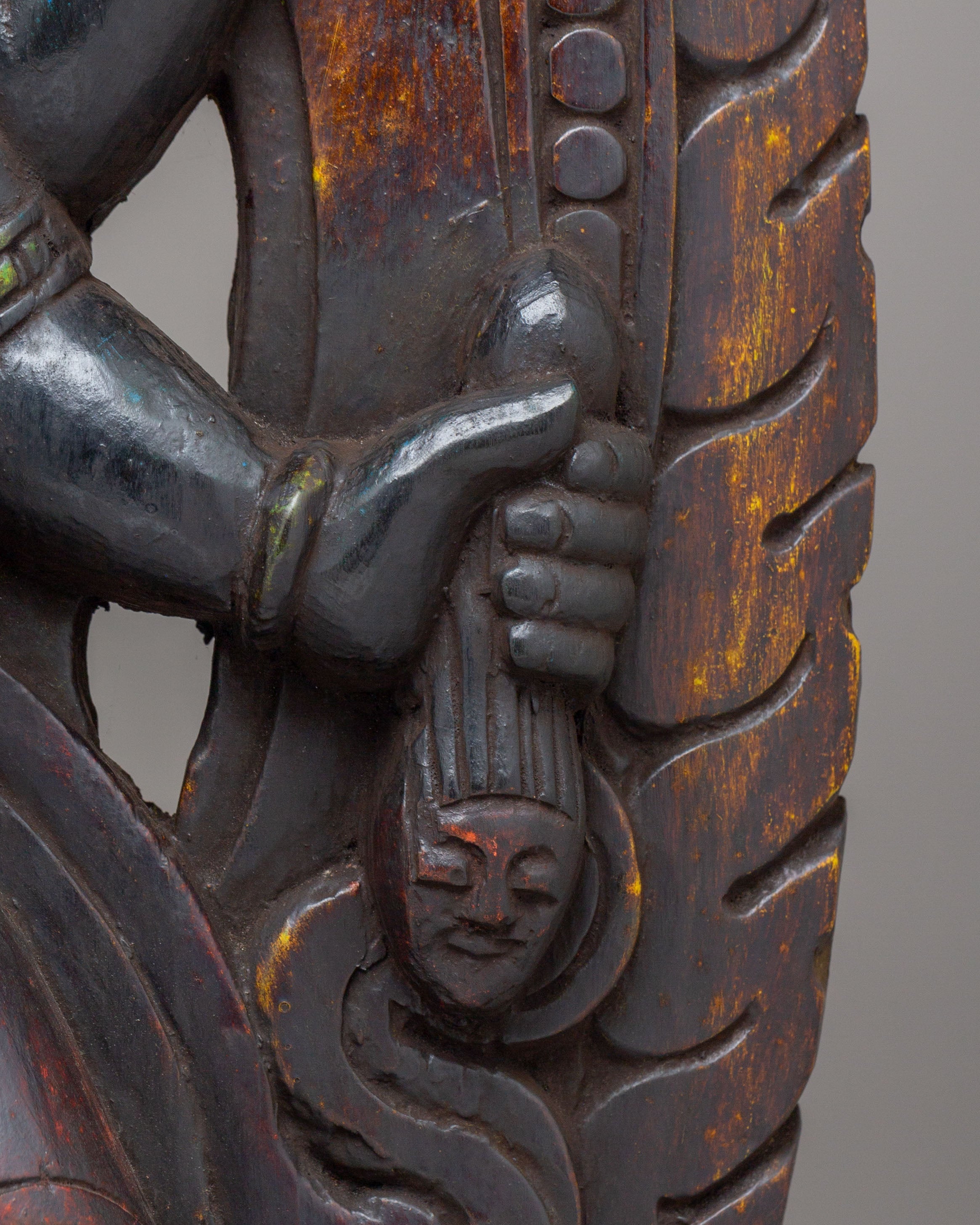 Handcrafted Kal Bhairav Statue | Wooden Kal Bhairav Statue