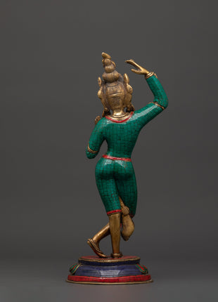 Maya Devi brass statue with Turquoise | Sacred Feminine Art