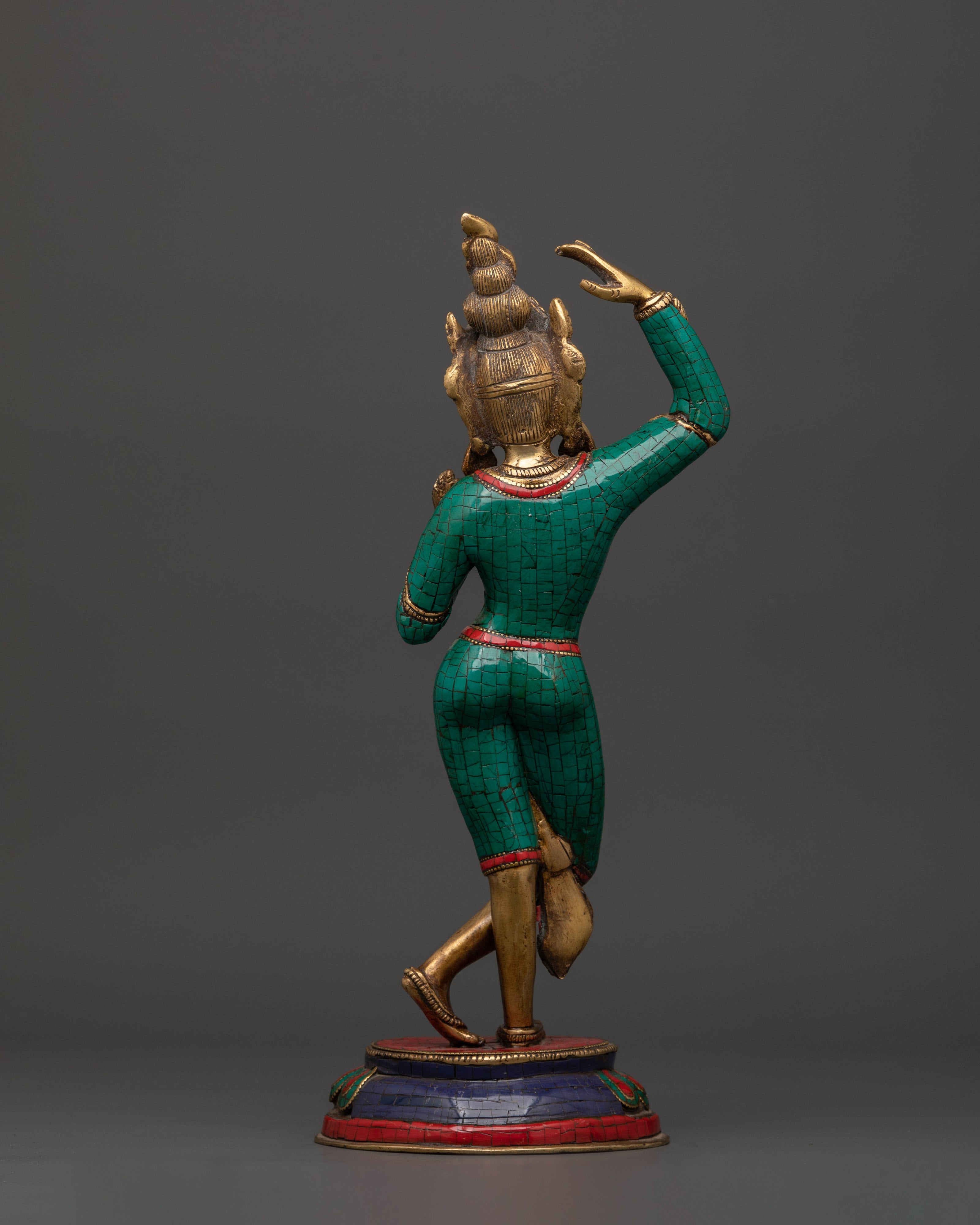 Maya Devi brass statue with Turquoise | Sacred Feminine Art