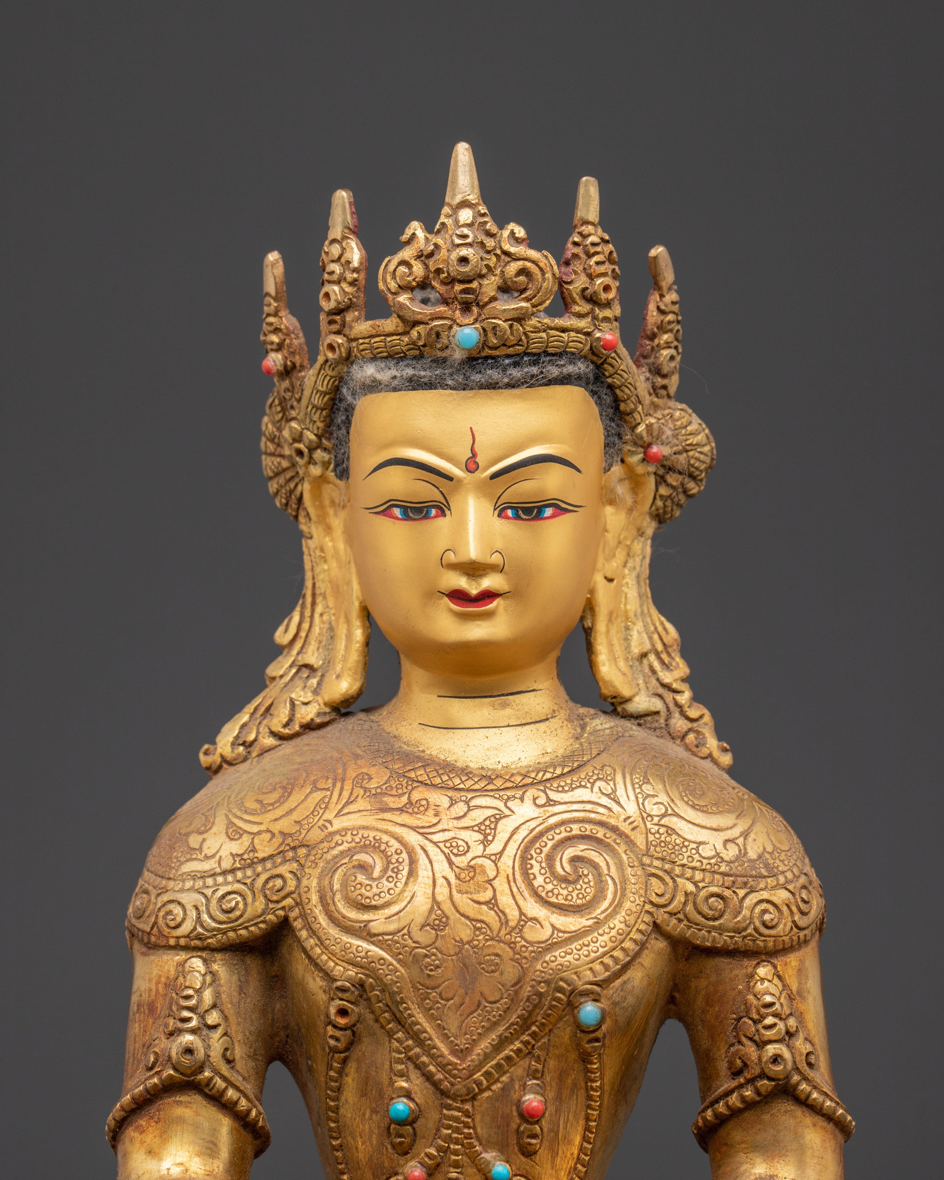 Handcrafted Crown Shakyamuni Buddha Statue | Spiritual Meditation Decor