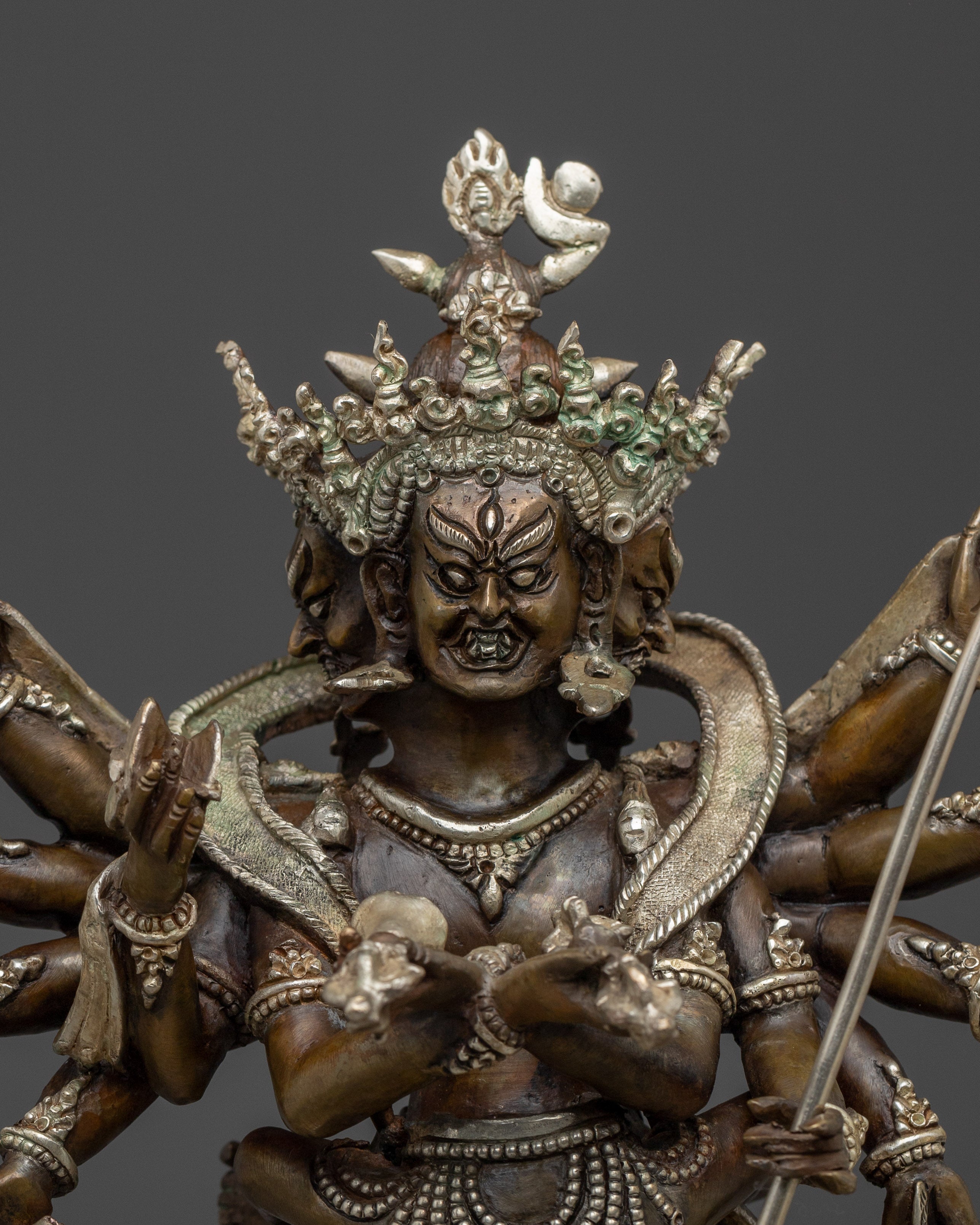 Silver-Plated Chakrasamvara Statue With Consort | Tibetan Art for Ritual Practice