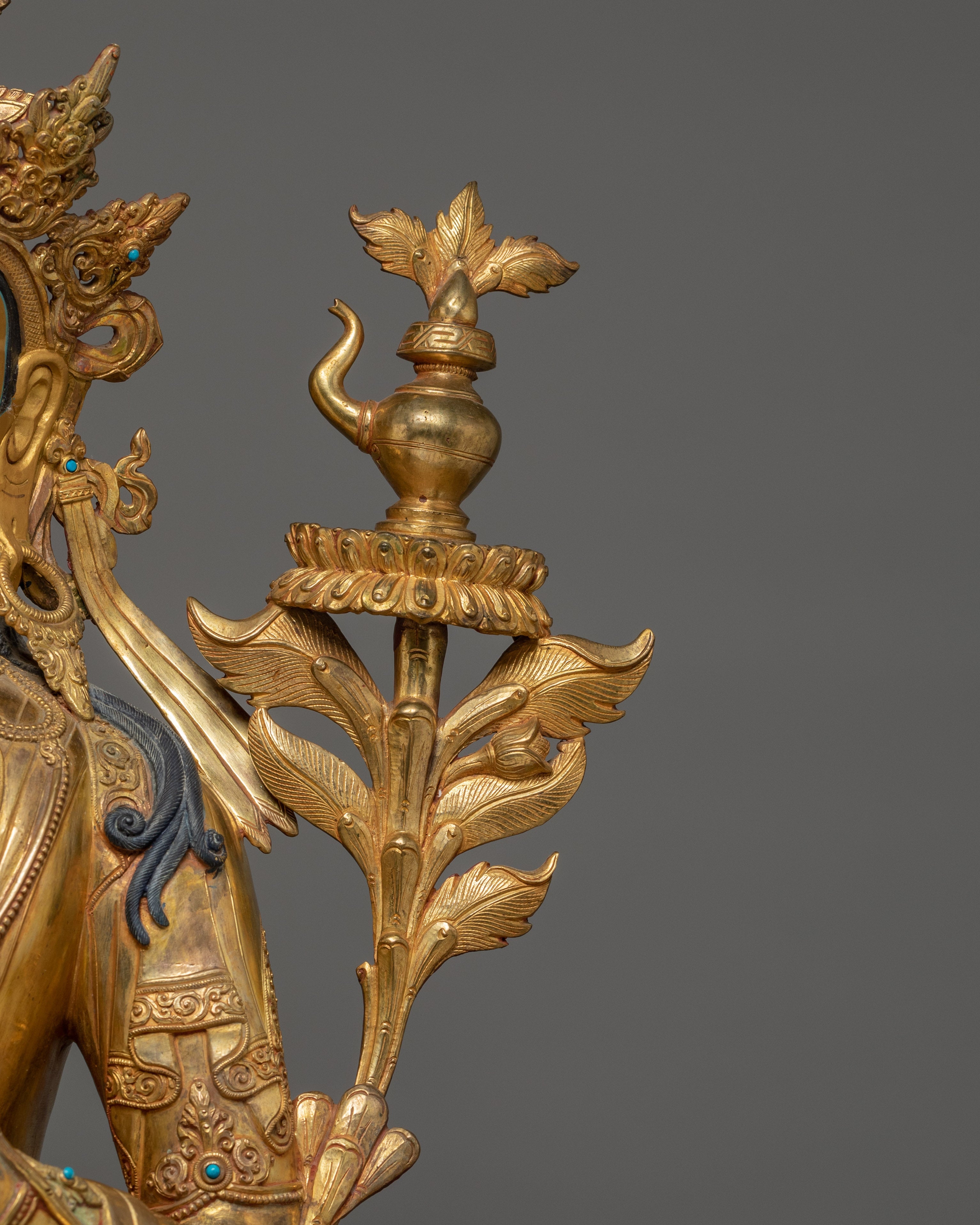 24K Gold Maitreya Buddha Statue | Meditation Shrine Decor