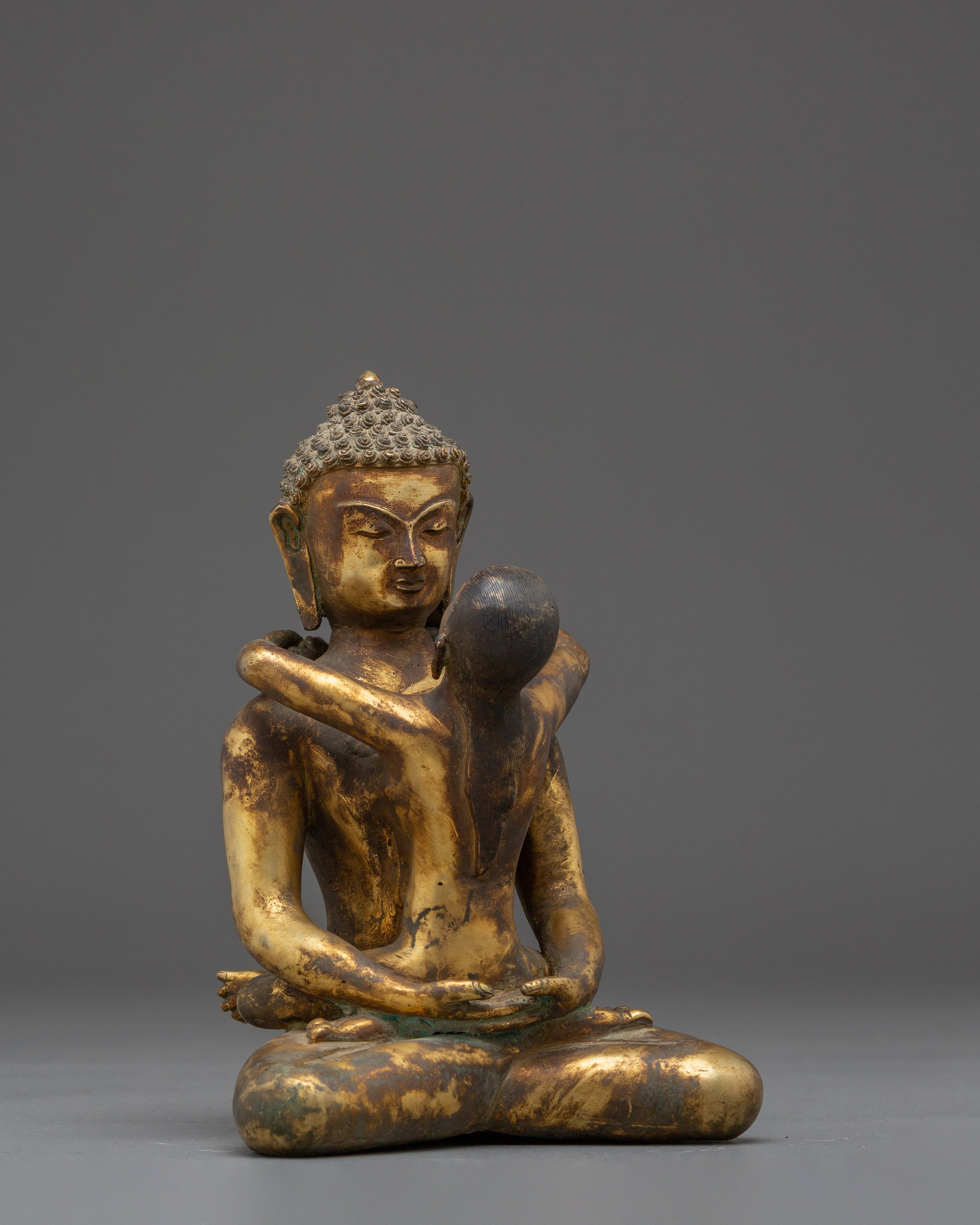 Samantabhadra Copper and Gold Plated Statue | Tibetan Yab Yum Artwork