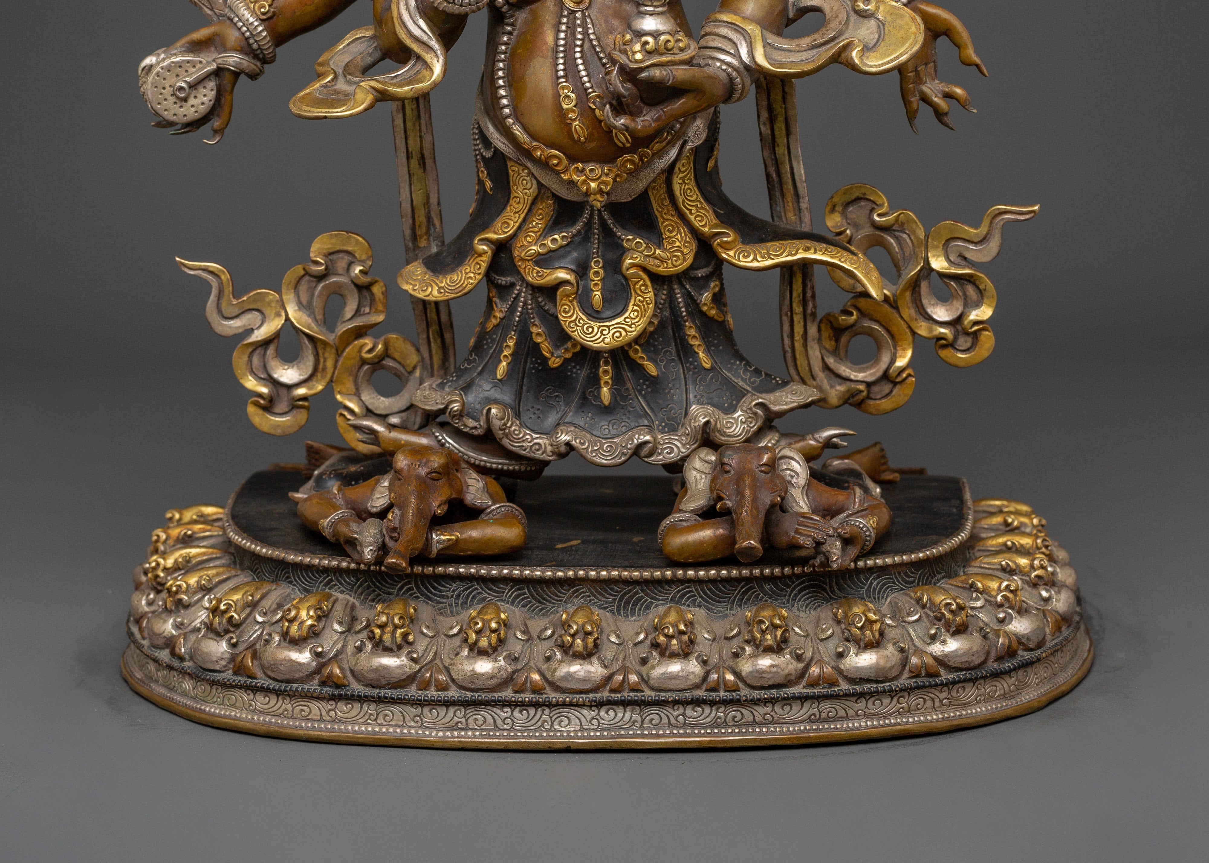 White Mahakala Wrathful Form – Tibetan Protector Deity Statue