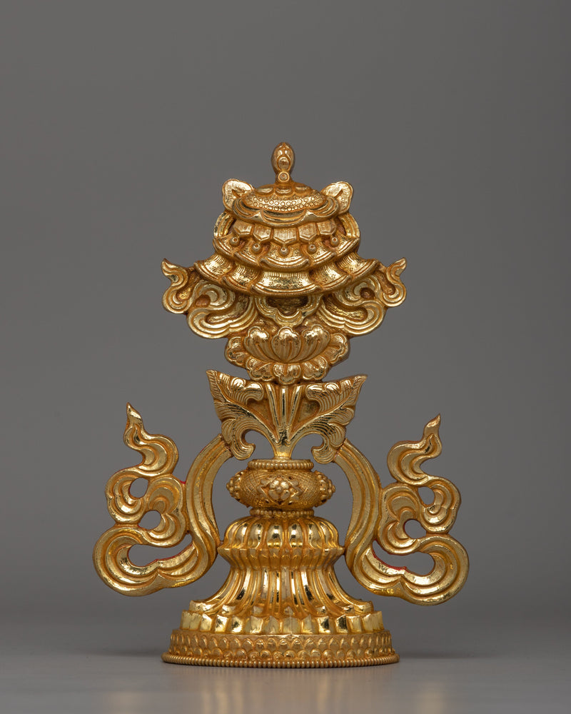 Gold-Plated Auspicious Symbol | Buddhist Rituals and Home Decor