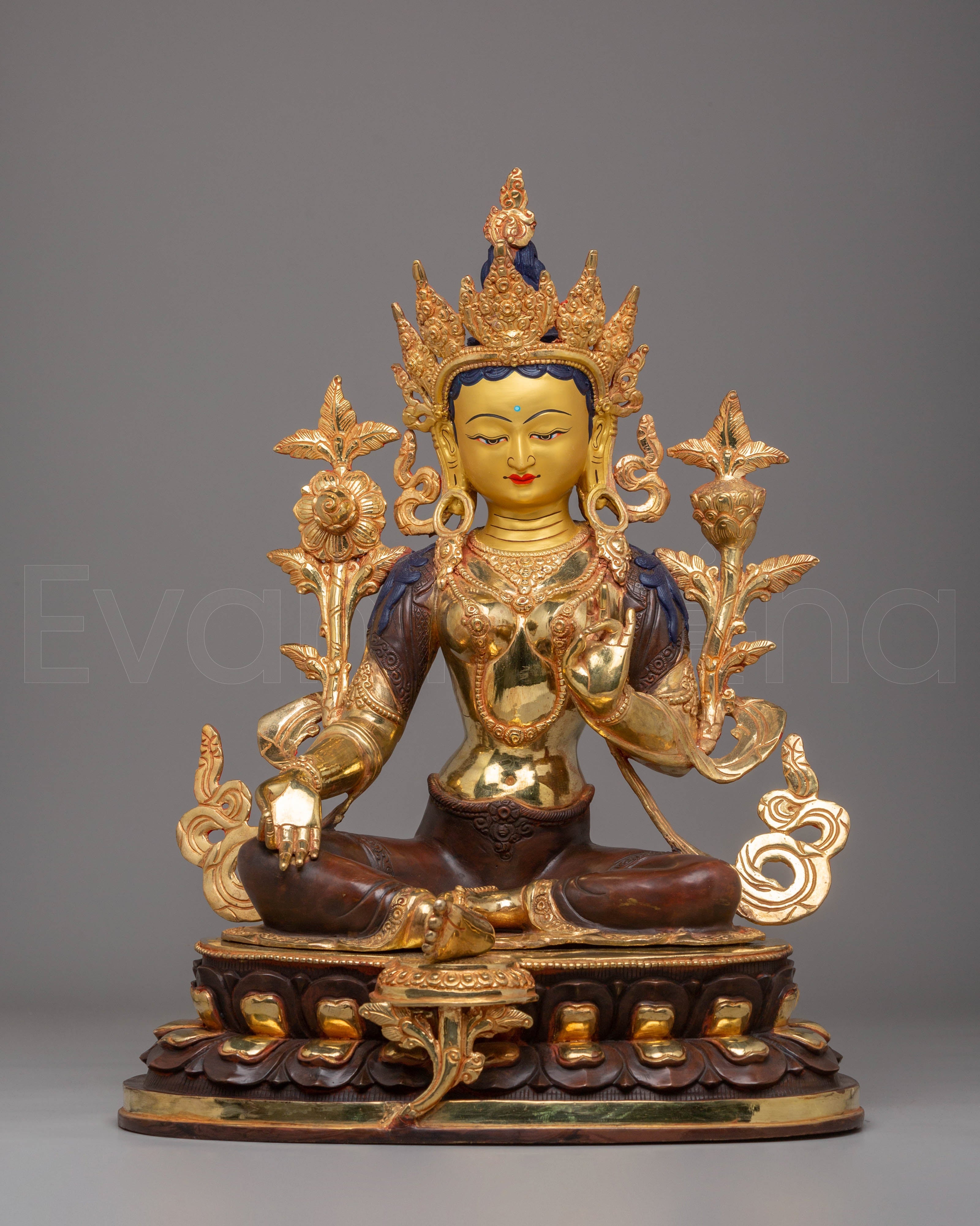 Handcrafted Copper Green Tara Statue