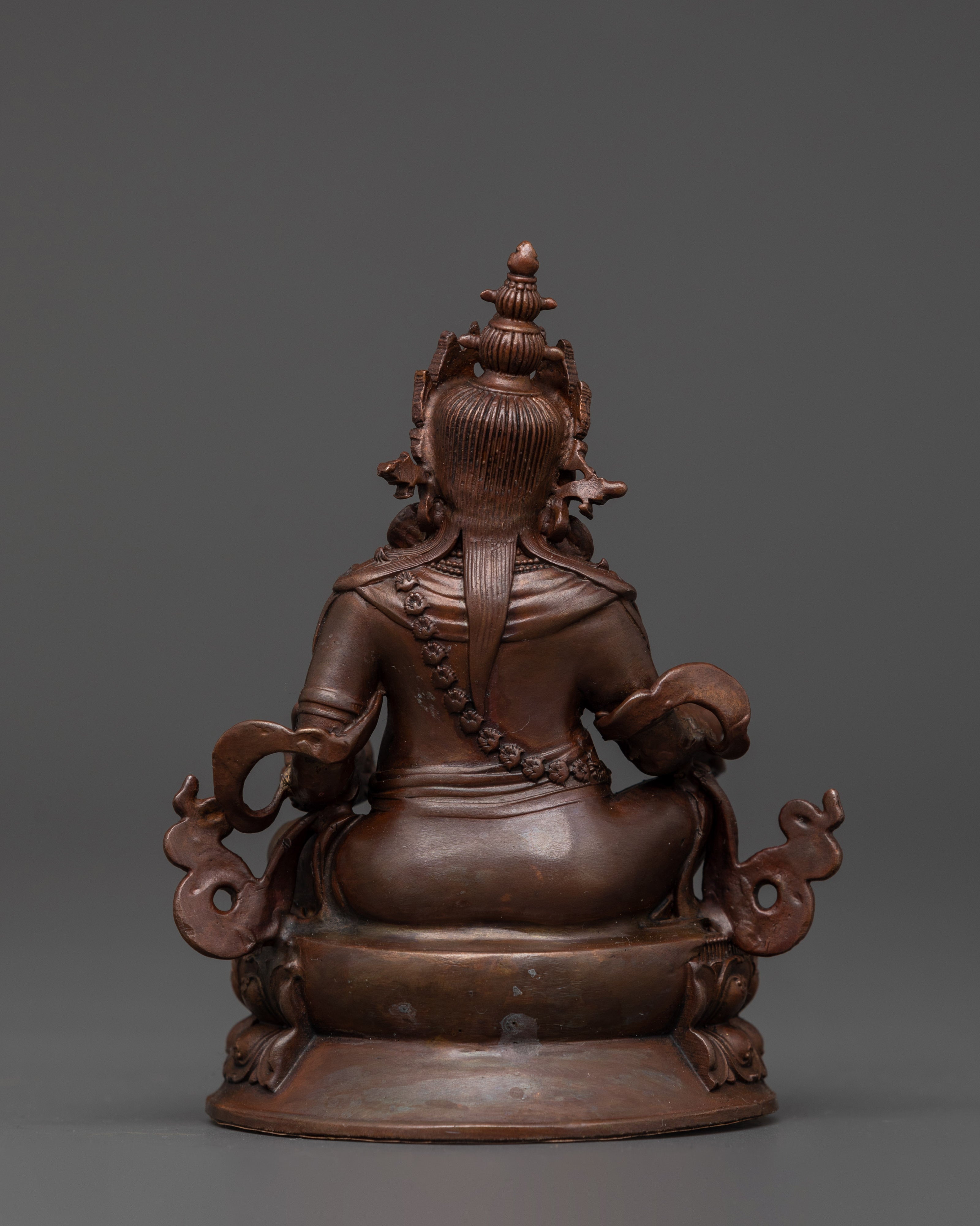 Oxidized Copper Dzambala Holding Conch | Tibetan Wealth Deity