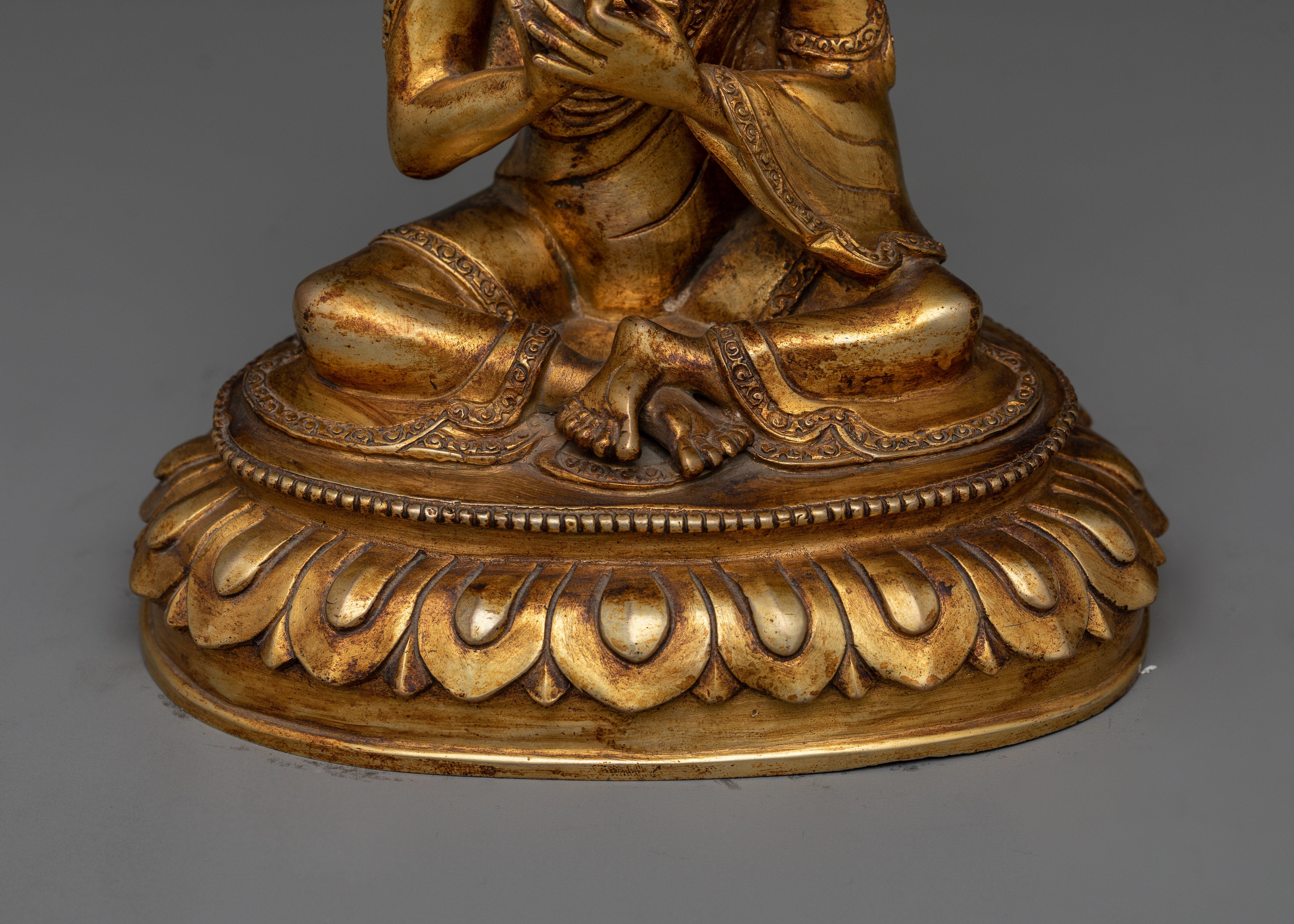 Antique Nagarjuna Gold Gilded Statue | Handcrafted Symbol of Enlightenment