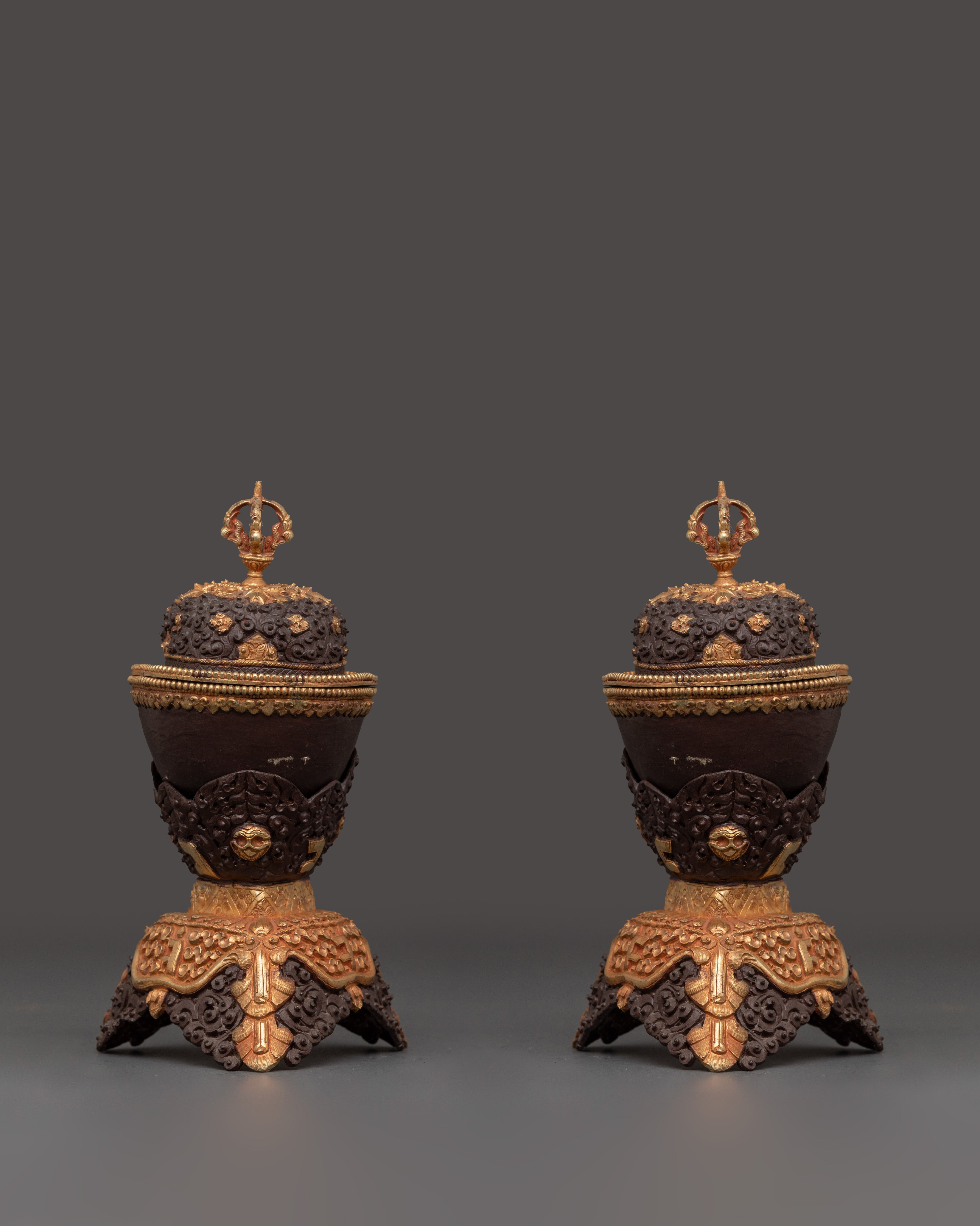 Copper Kapala Offering Set | For Tantric Ceremonies & Tibetan Buddhist Offerings